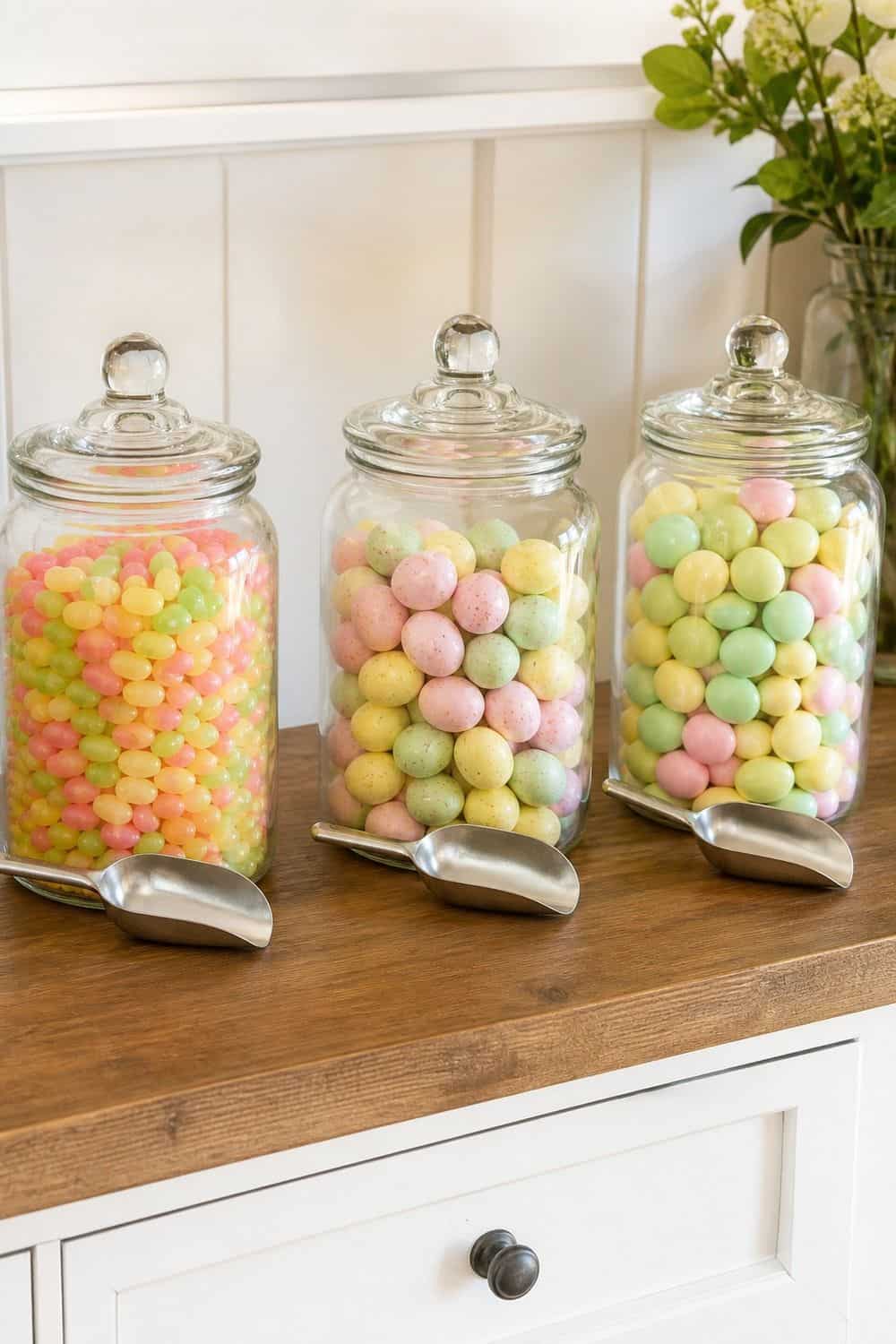 25 Easter Dessert Table Ideas for a Pretty Spring Spread easter dessert table 12 pastel candy jar row