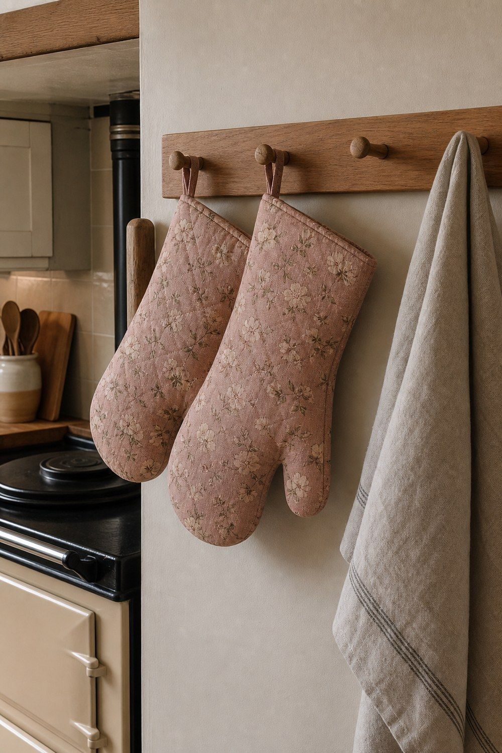 23. Floral Oven Mitts for a Practical Textile Layer