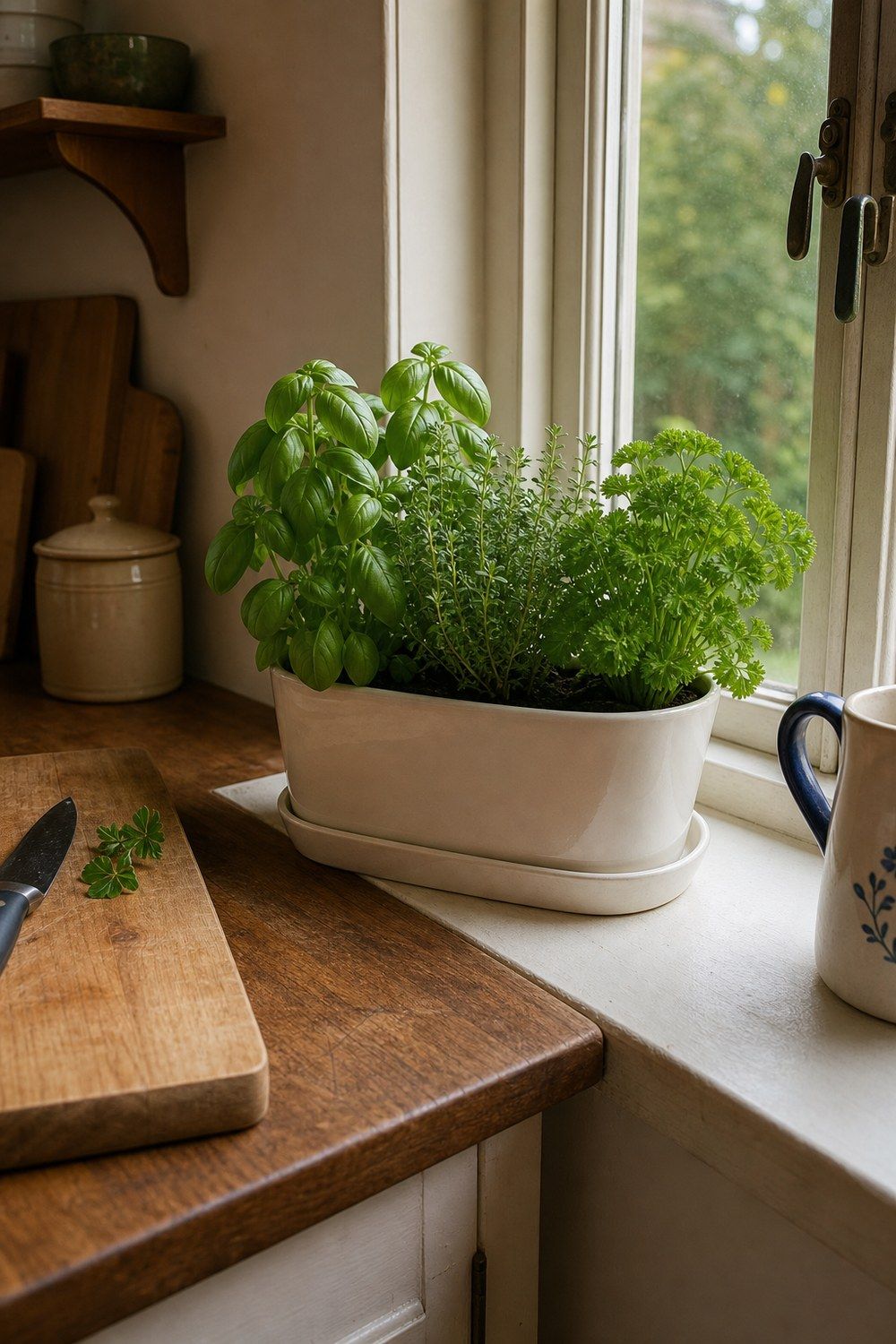 24. Indoor Herb Planter for a Windowsill Garden Note