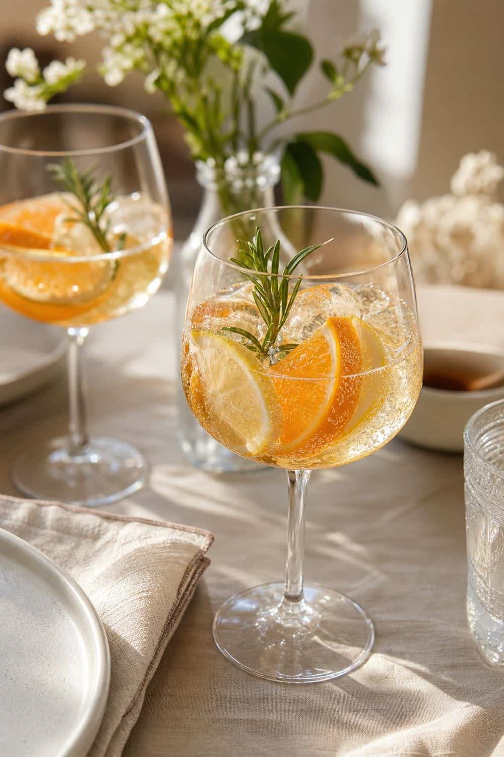 25 European Summer Dinner Party Ideas for a Long, Sunlit Table zero-proof citrus spritz for a European summer dinner party
