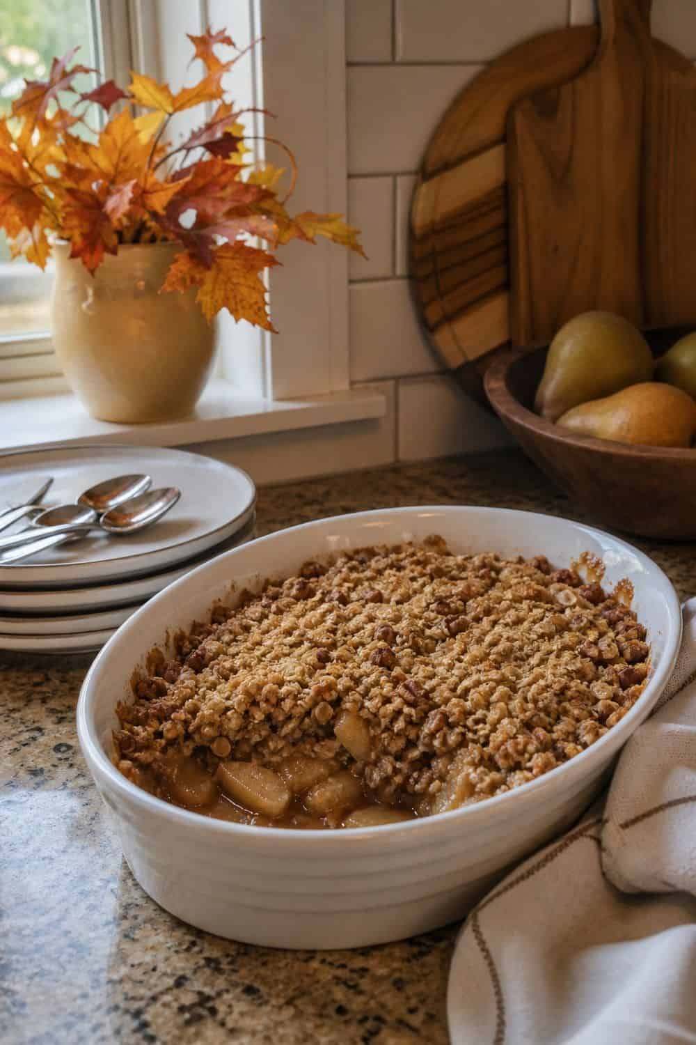 Fall dinner party idea showing serve dessert without rebuilding the kitchen in a clean, cozy hosting setup.