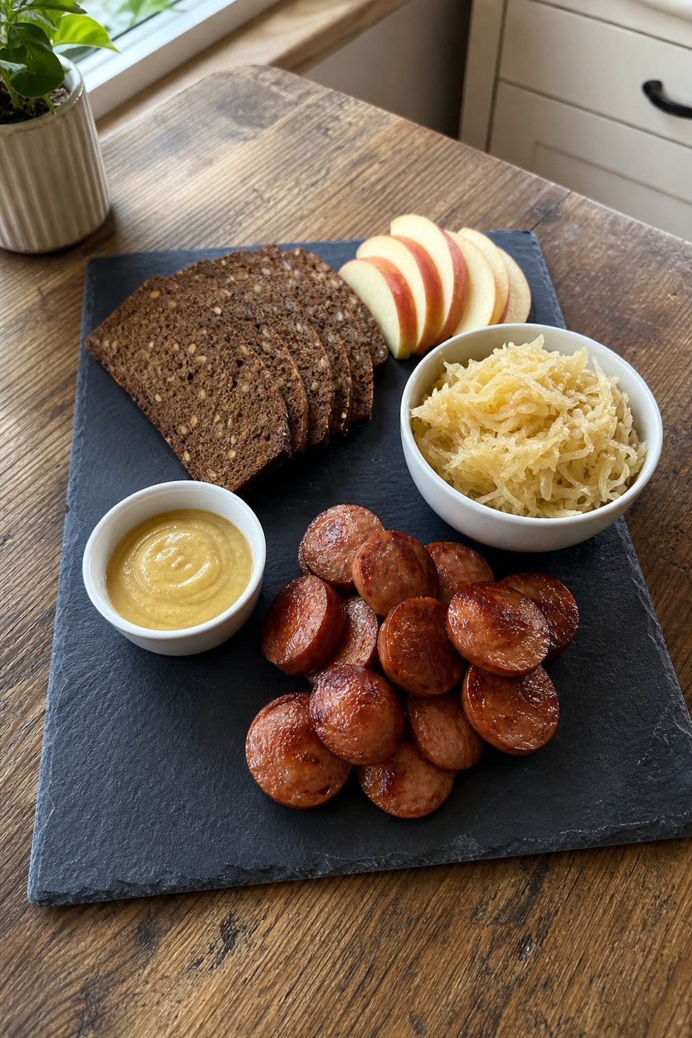 20 Fermented Food Board Ideas for Cozy Food Moments fermented food board 02 sauerkraut sausage rye board