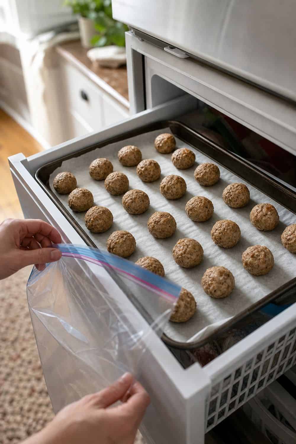 20 Freezer Meal Prep Ideas That Make Life Easier 8. Sheet-Pan-Frozen Meatballs