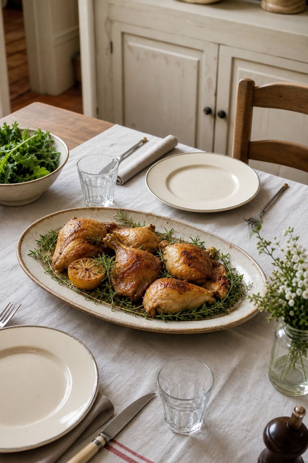 25 French Country Tablescape Ideas for Rustic Elegance 21. Rustic Platter for the Main Dish