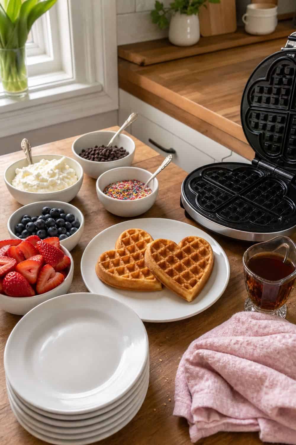 Set Up A Heart Waffle Bar