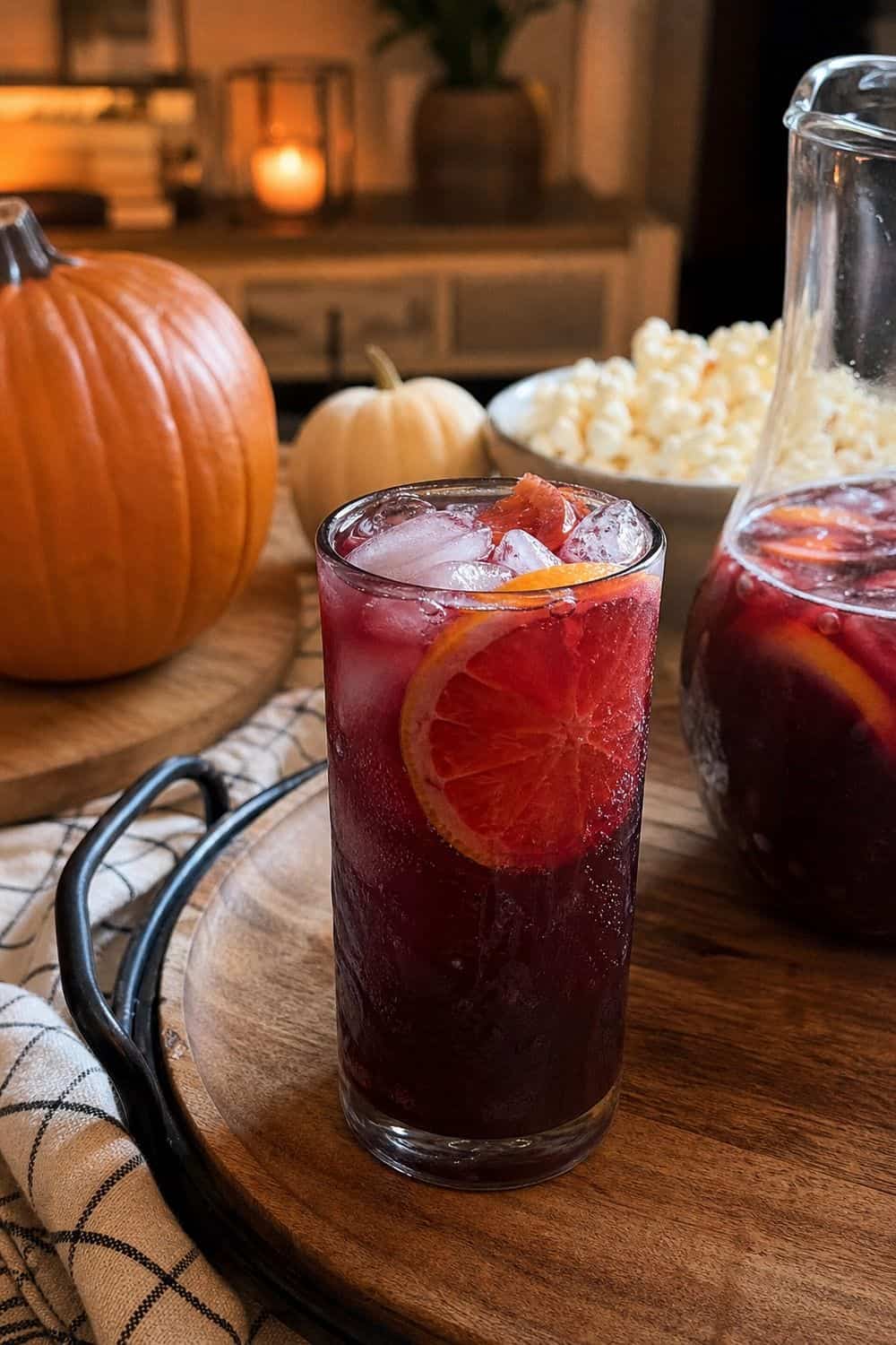 25 Halloween Movie Night Hosting Ideas for Easy Hosting 9. Serve One Halloween Movie Night Drink for a Halloween movie night hosting setup.