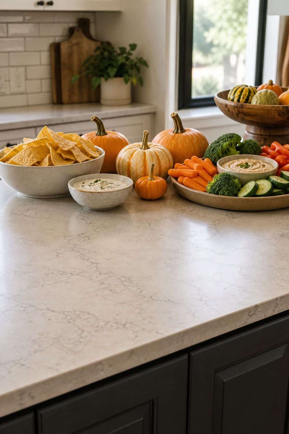 25 Halloween Party Food Ideas for Easy Hosting keep decor off prep surfaces for a Halloween party food hosting spread