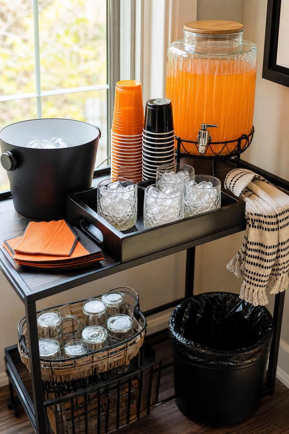 25 Halloween Party Food Ideas for Easy Hosting keep party drink refills separate for a Halloween party food hosting spread