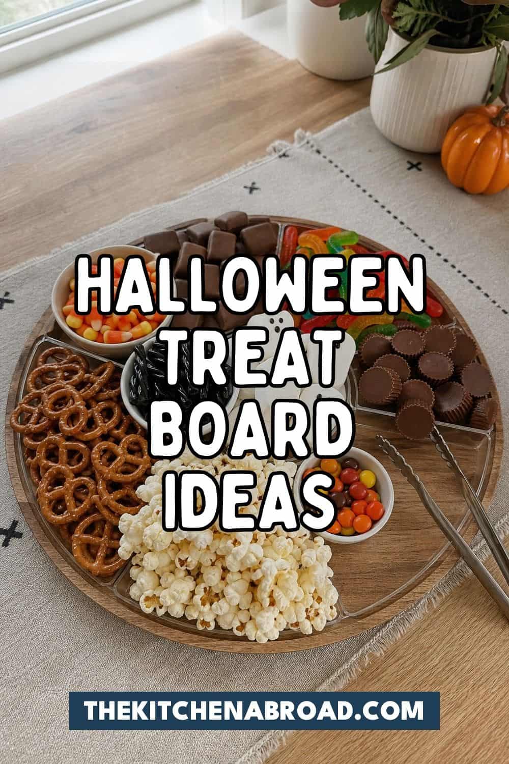 20 Halloween Treat Board Ideas for Cozy Food Moments Halloween treat board ideas with a candy board background and bold title text