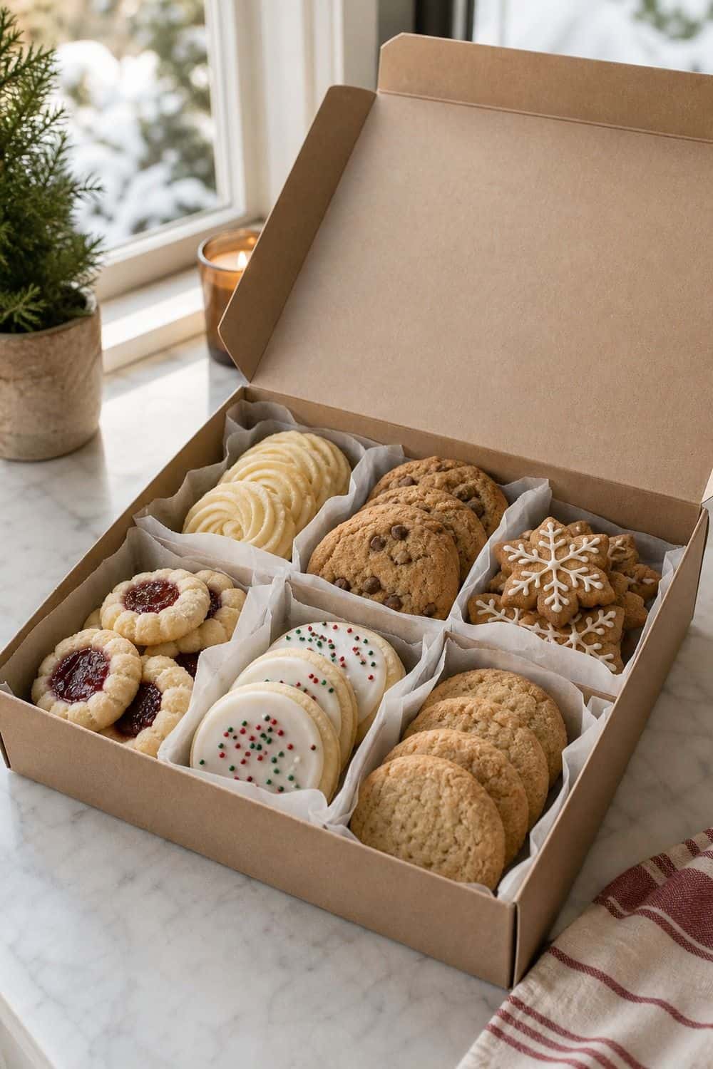 15 Holiday Cookie Box Ideas for Cozy Food Moments Classic Mixed Holiday Cookie Box with holiday cookies arranged neatly in a gift box