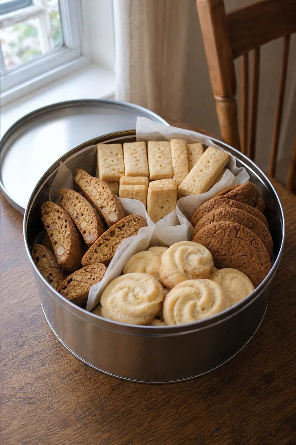 15 Holiday Cookie Box Ideas for Cozy Food Moments Long-Lasting Cookie Tin with holiday cookies arranged neatly in a gift box