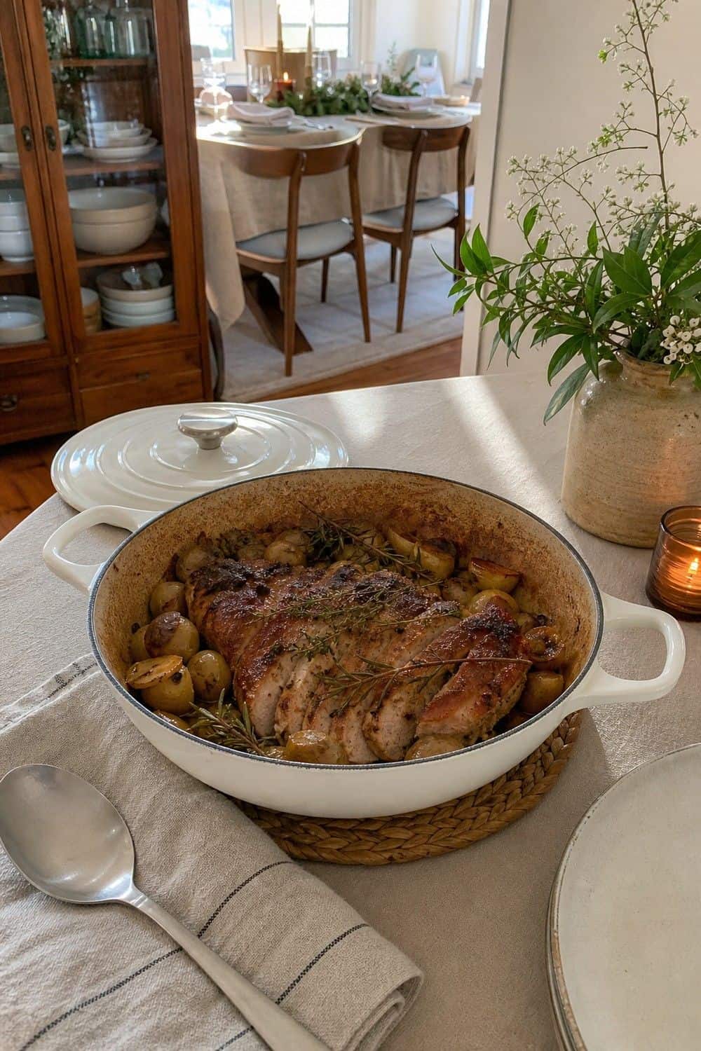 25 Holiday Dinner Party Ideas for Easy Hosting Warm-Holding Main Dish setup for an easy holiday dinner party.