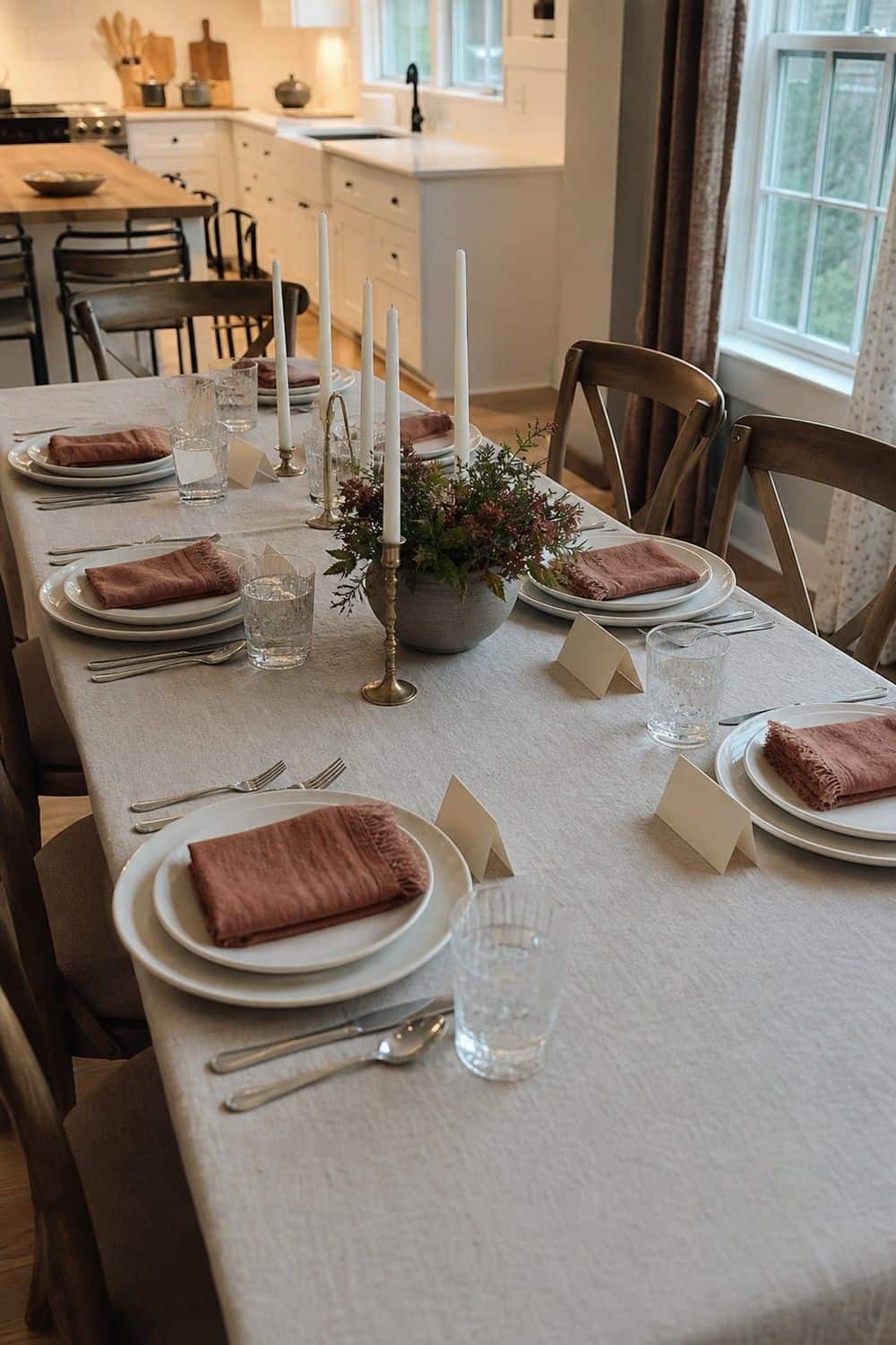 25 Holiday Dinner Party Ideas for Easy Hosting Table Set the Day Before setup for an easy holiday dinner party.