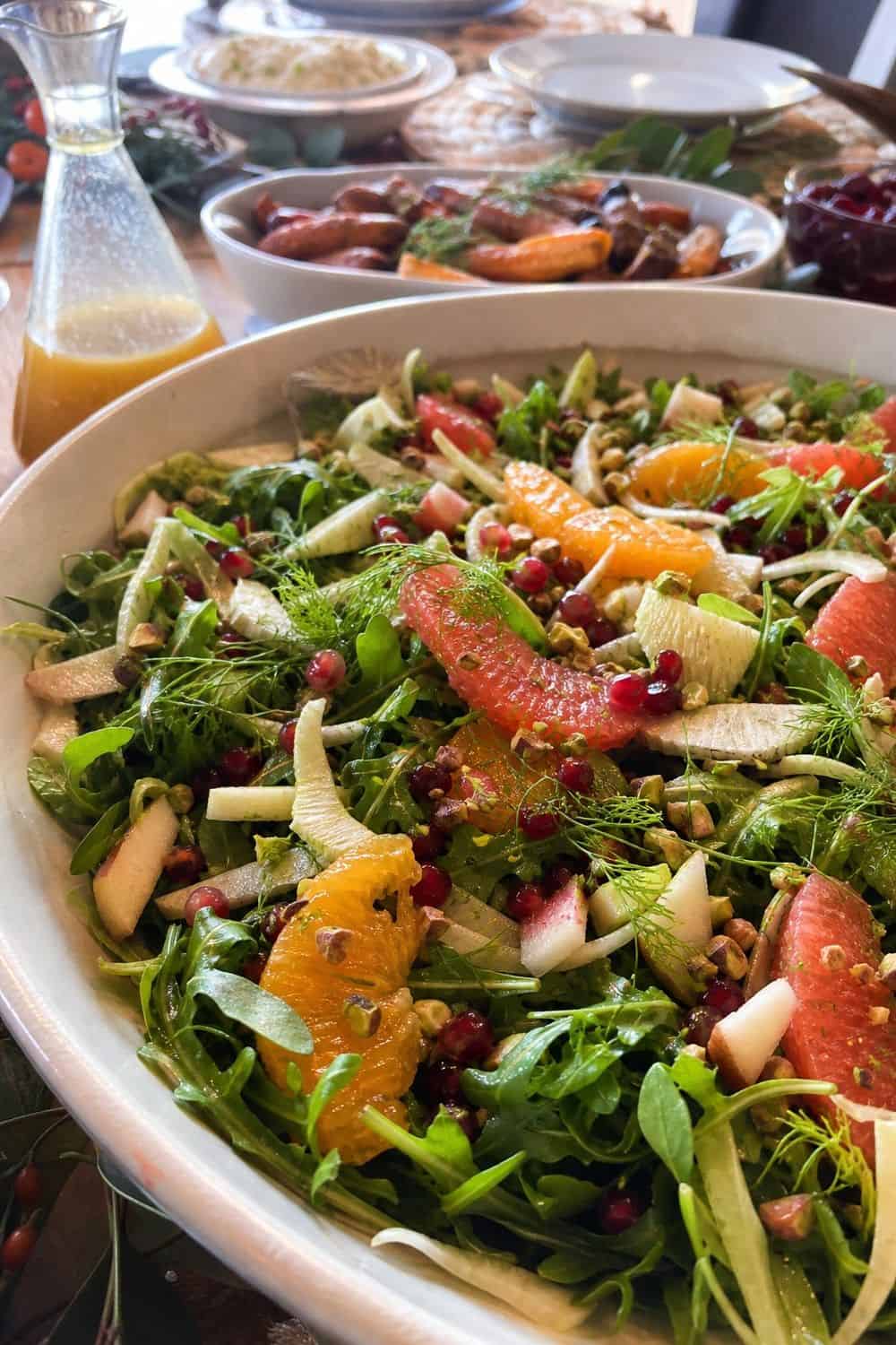 25 Holiday Dinner Party Ideas for Easy Hosting Bright Salad for Balance setup for an easy holiday dinner party.