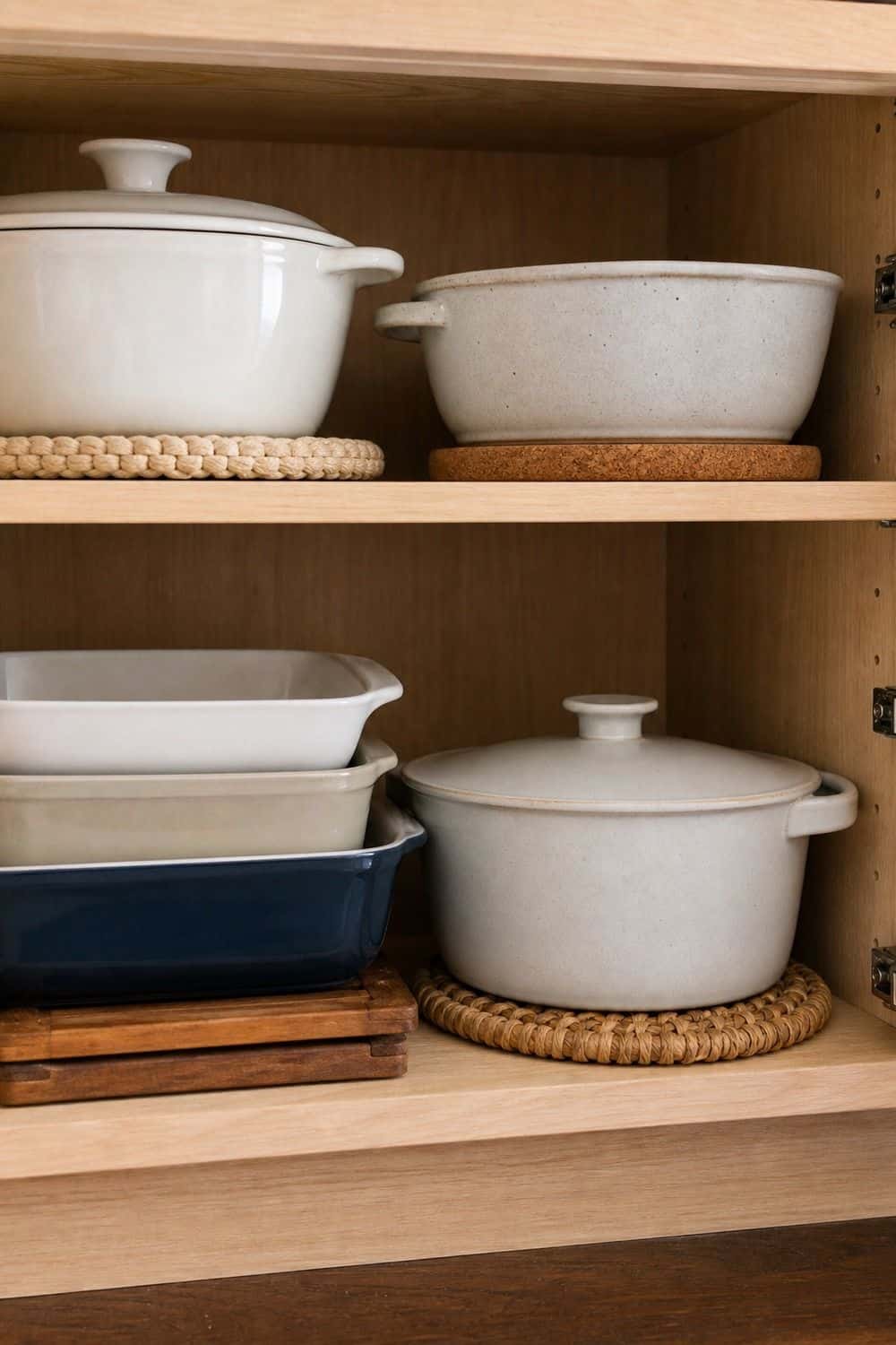25 Holiday Serving Dish Organization Ideas Keep Trivets With Oven-to-Table Serveware for holiday serving dish organization in a real home kitchen