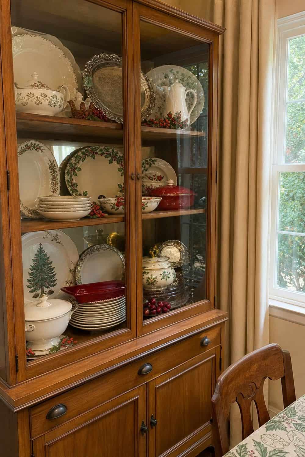 25 Holiday Serving Dish Organization Ideas Reserve a Hutch or Glass Cabinet for Display-Worthy Pieces for holiday serving dish organization in a real home kitchen