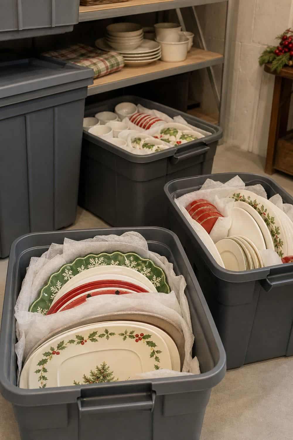 25 Holiday Serving Dish Organization Ideas Store Remote Off-Season Pieces in Hard-Sided Totes for holiday serving dish organization in a real home kitchen