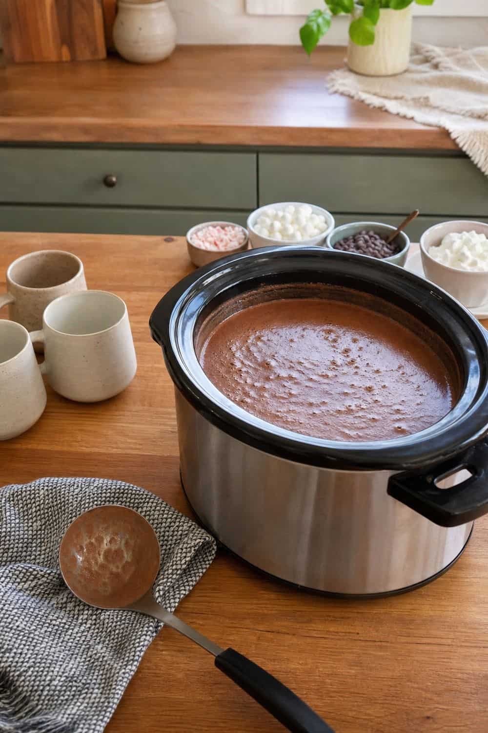 2. Keep Cocoa Warm in a Slow Cooker hot chocolate bar idea