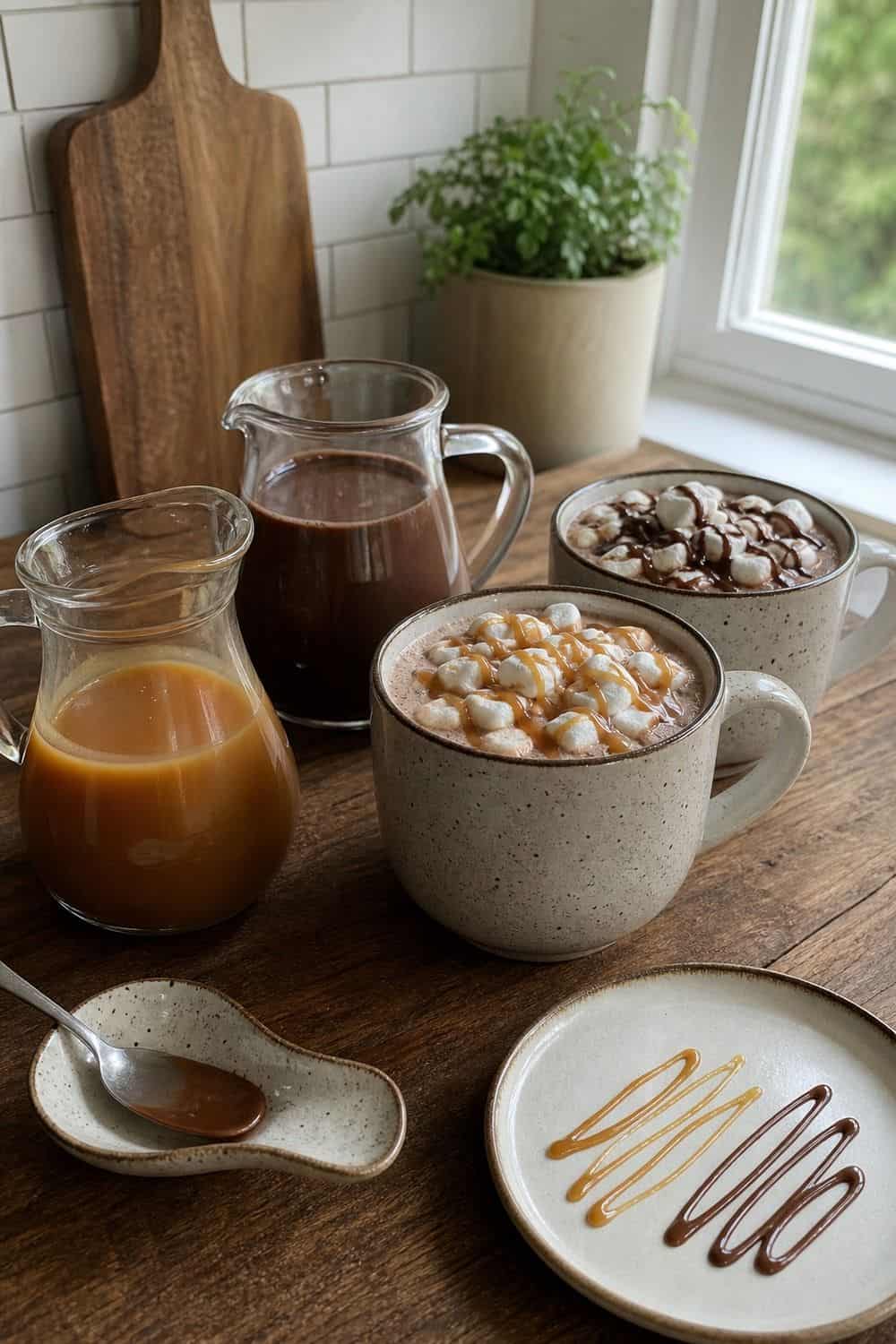 11. Add Caramel and Chocolate Drizzles hot chocolate bar idea