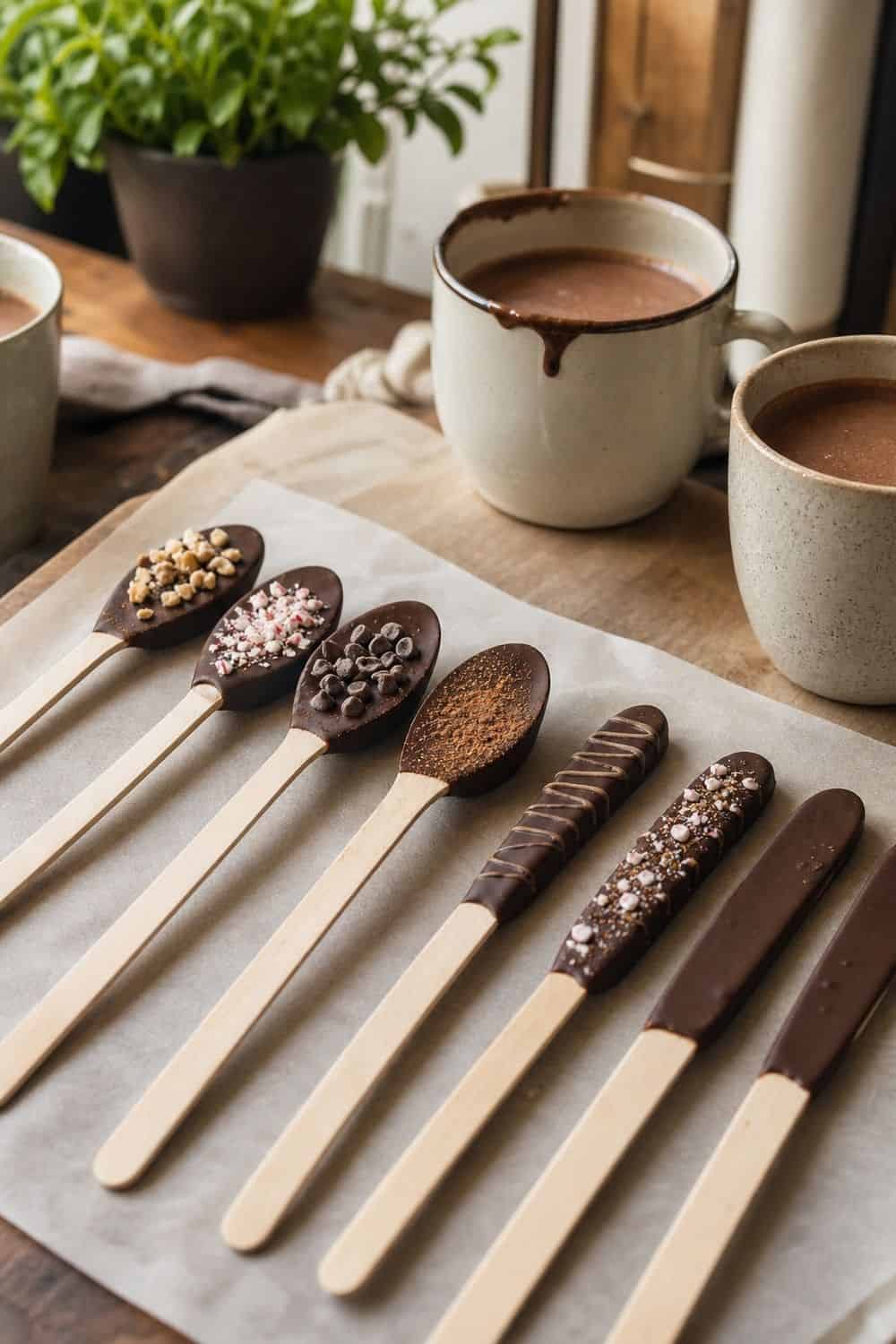 13. Use Chocolate Spoons or Stir Sticks hot chocolate bar idea