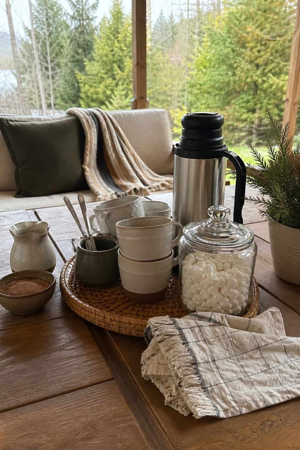 24. Create an Outdoor Cocoa Station hot chocolate bar idea