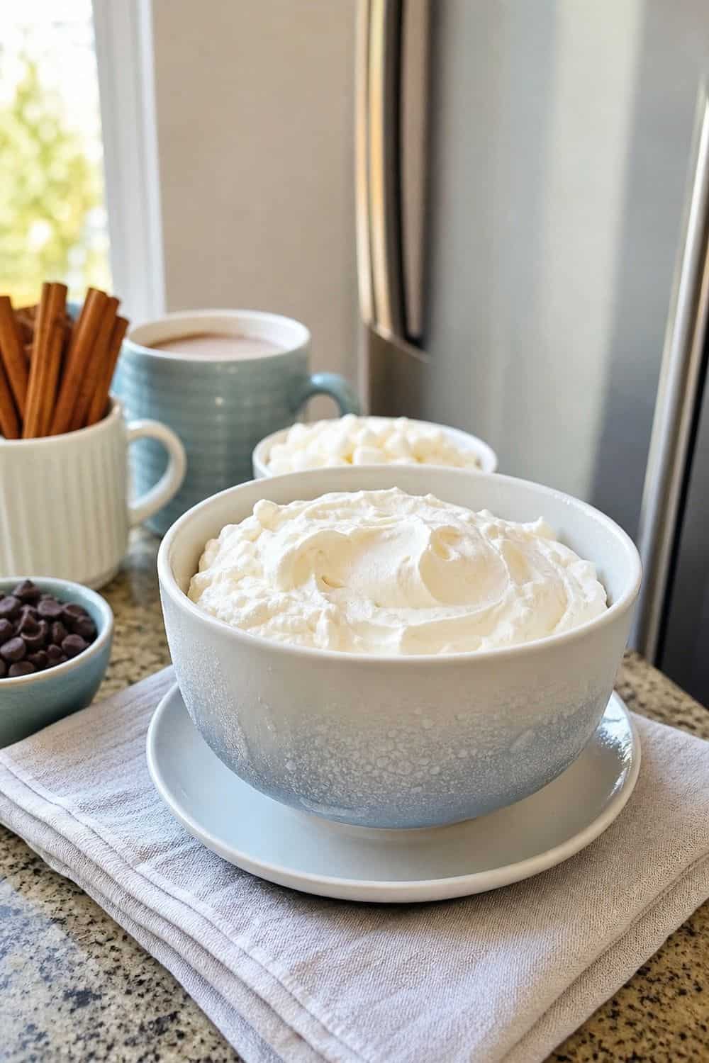 20 Hot Chocolate Station Ideas for Cozy Winter Nights cold whipped cream until serving setup for a cozy hot chocolate station with practical serving details.