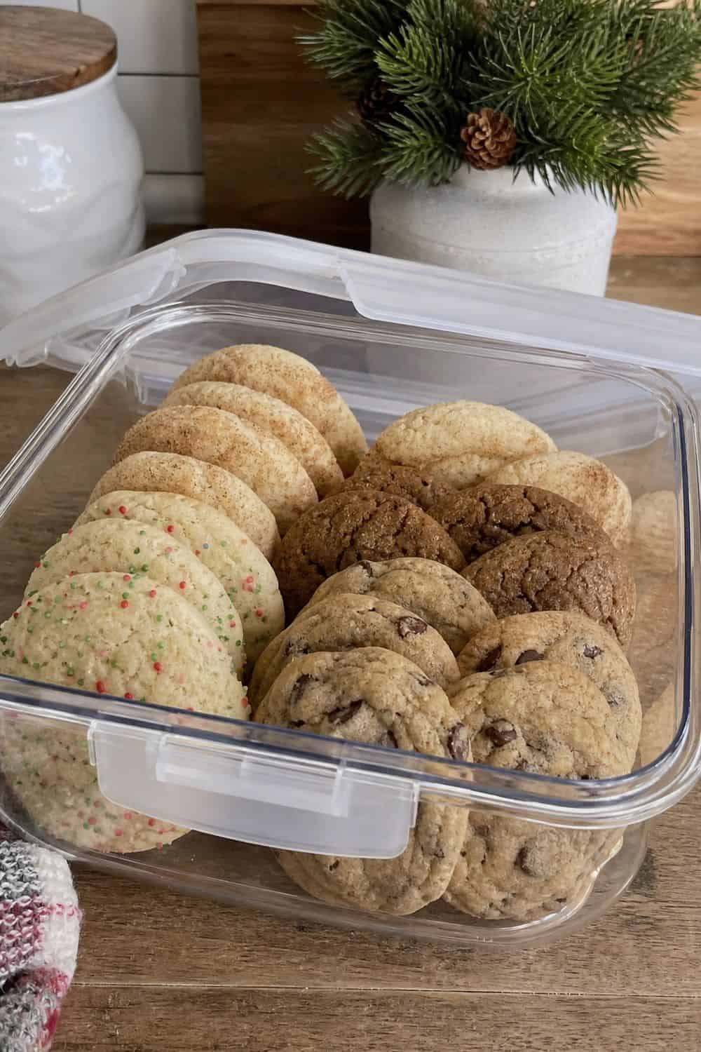 How to Store Holiday Cookies So They Stay Fresh Soft holiday cookies protected inside an airtight cookie container.