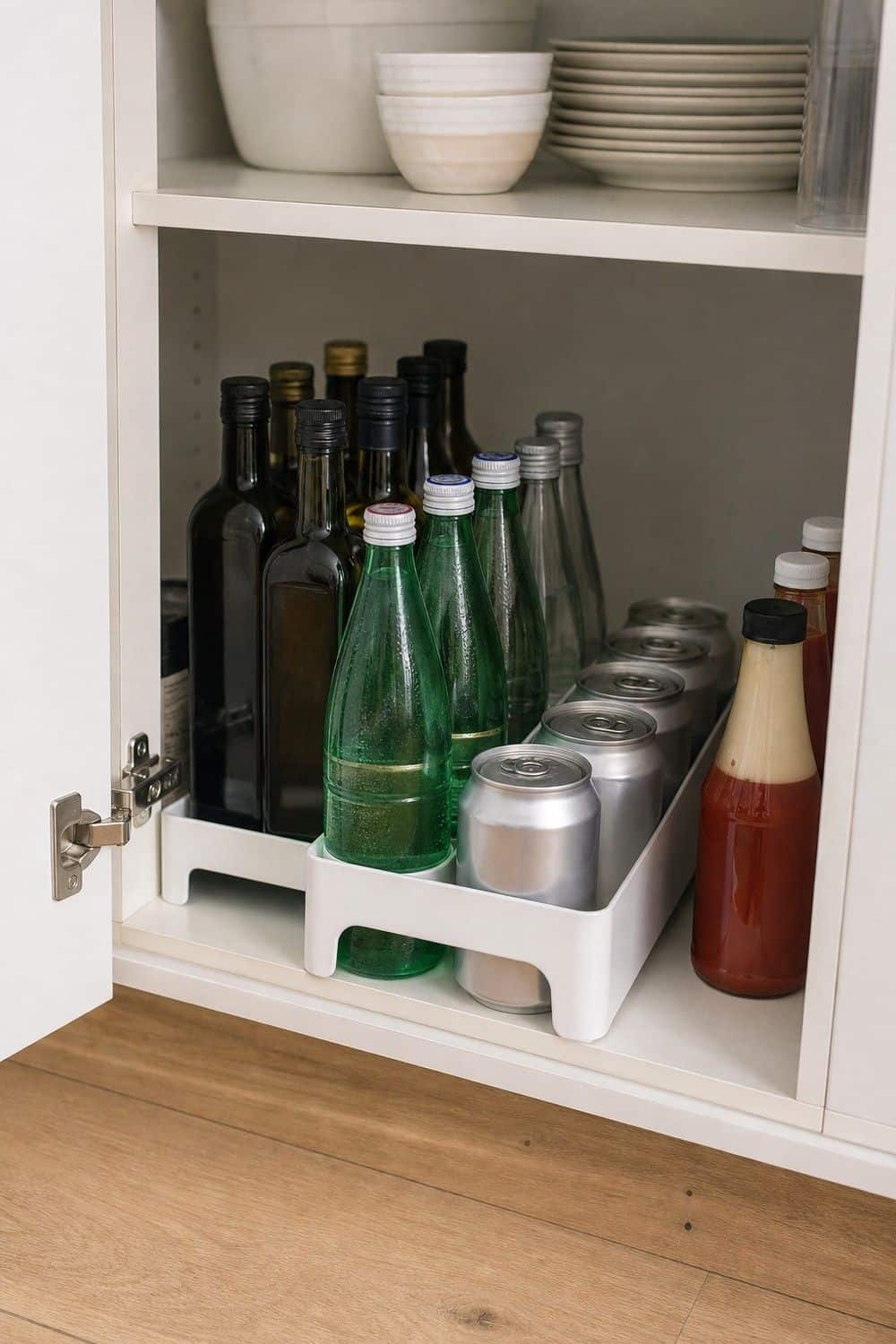 25 IKEA Kitchen Organization Ideas for Smarter Storage 7. File Bottles and Cans in a VARIERA Bottle Rack