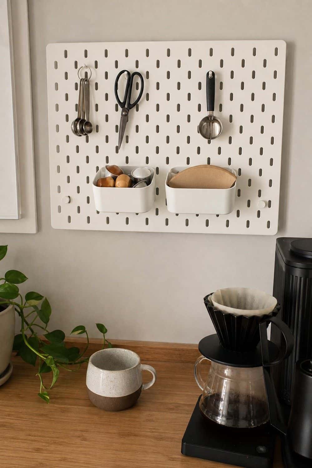 25 IKEA Kitchen Organization Ideas for Smarter Storage 12. Use a SKADIS Pegboard for Flexible Kitchen Storage