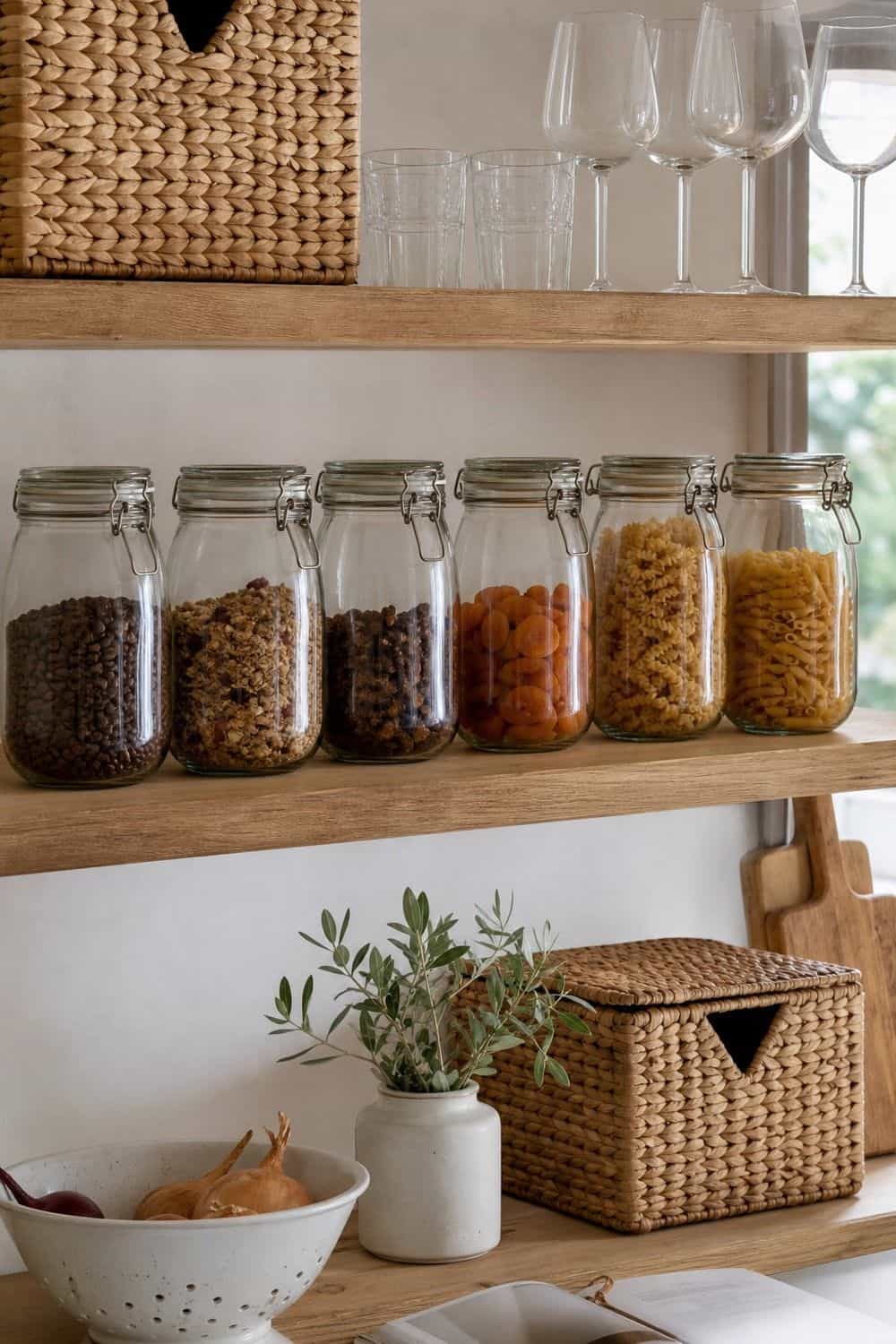 25 IKEA Kitchen Organization Ideas for Smarter Storage 19. Use KORKEN Jars for Pretty Shelf Staples