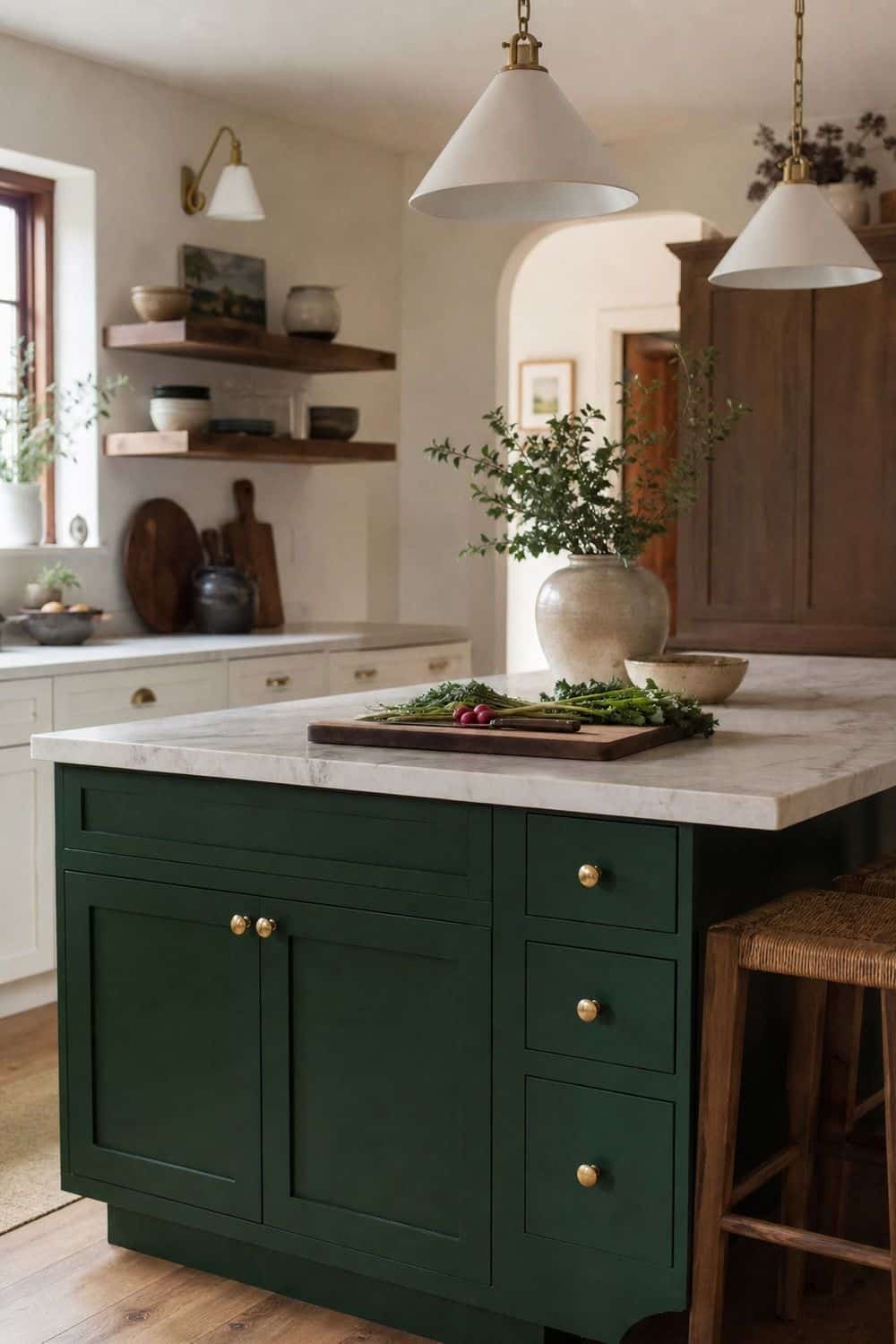 25 Jewel Tone Kitchen Ideas for a Beautiful Kitchen an emerald island as the color anchor in a realistic jewel tone kitchen