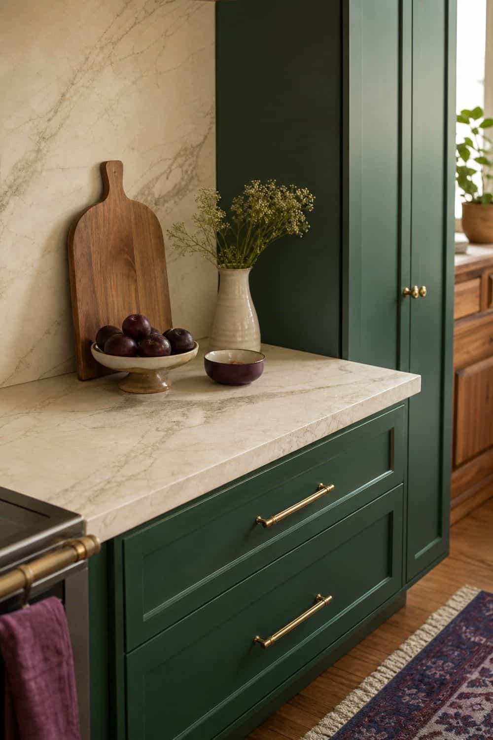 25 Jewel Tone Kitchen Ideas for a Beautiful Kitchen marble beside jewel tone color in a realistic jewel tone kitchen