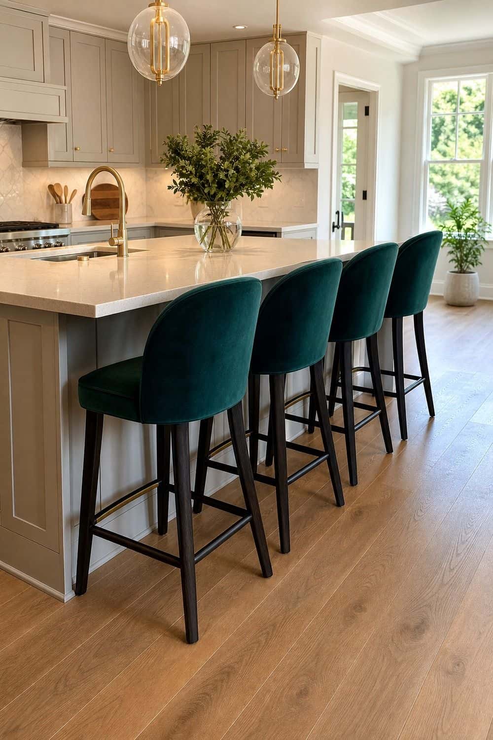 25 Jewel Tone Kitchen Ideas for a Beautiful Kitchen jewel tone bar stools at the island in a realistic jewel tone kitchen