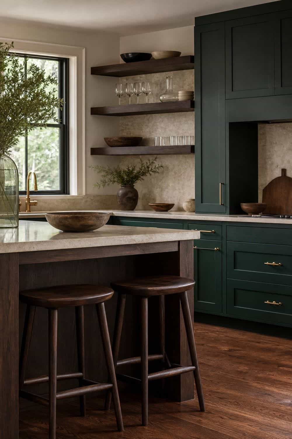 25 Jewel Tone Kitchen Ideas for a Beautiful Kitchen dark wood for a grounded contrast in a realistic jewel tone kitchen