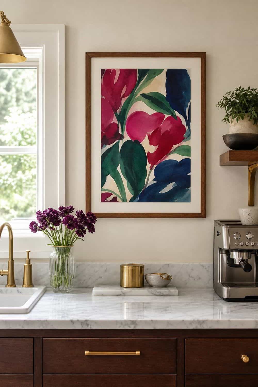 25 Jewel Tone Kitchen Ideas for a Beautiful Kitchen colorful art that pulls the palette together in a realistic jewel tone kitchen