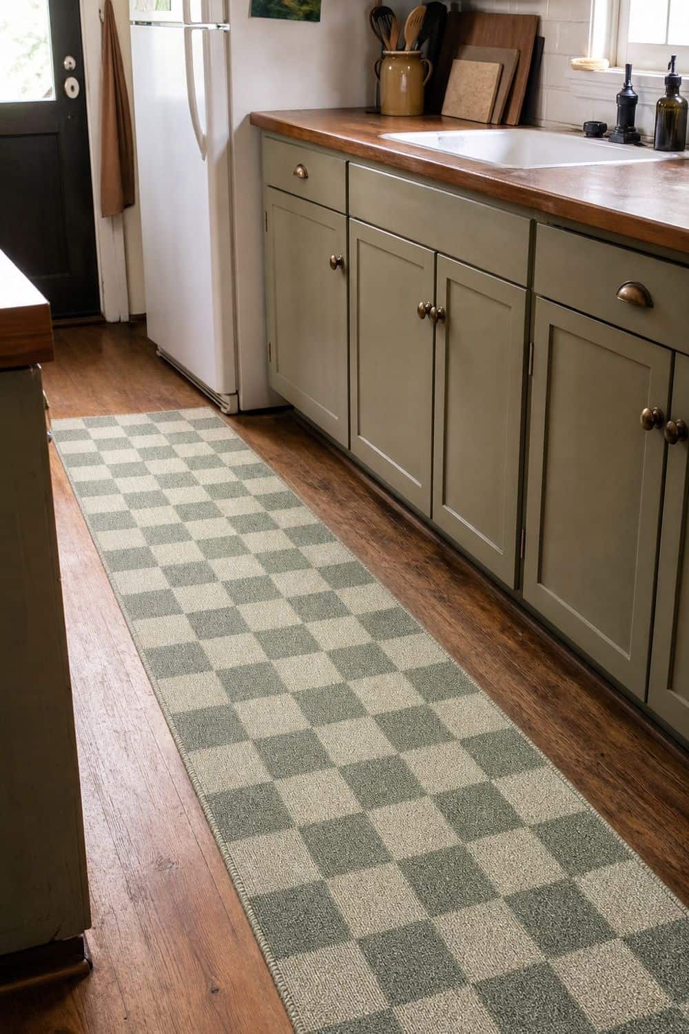 20 Best Kitchen Rugs for a Cozy Kitchen 8. Checkered Kitchen Rug for Playful Pattern