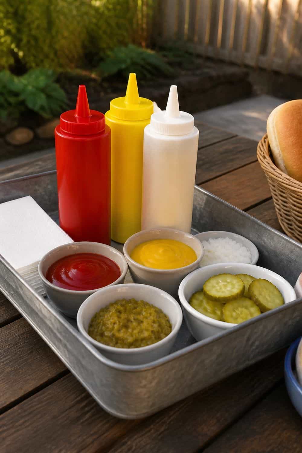 25 Labor Day Cookout Ideas for Easy Hosting 9. Condiments in One Tight Tray for 25 labor day cookout ideas for easy hosting