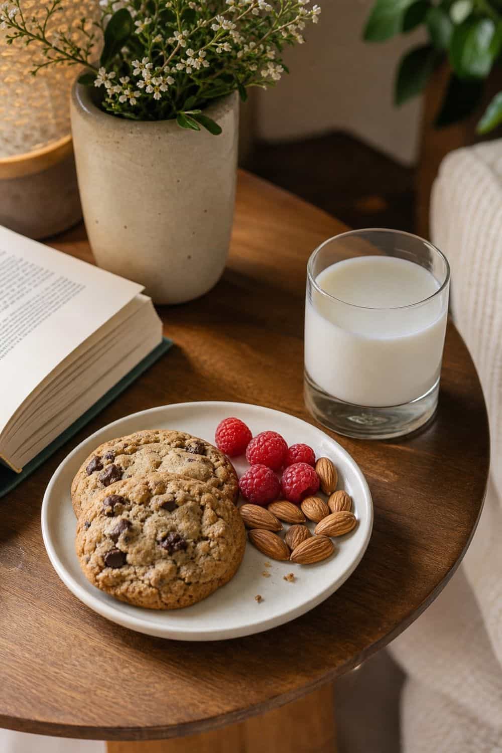 15 Little Treat Plate Ideas for Cozy Food Moments 10. Cookie and Milk Snack Plate