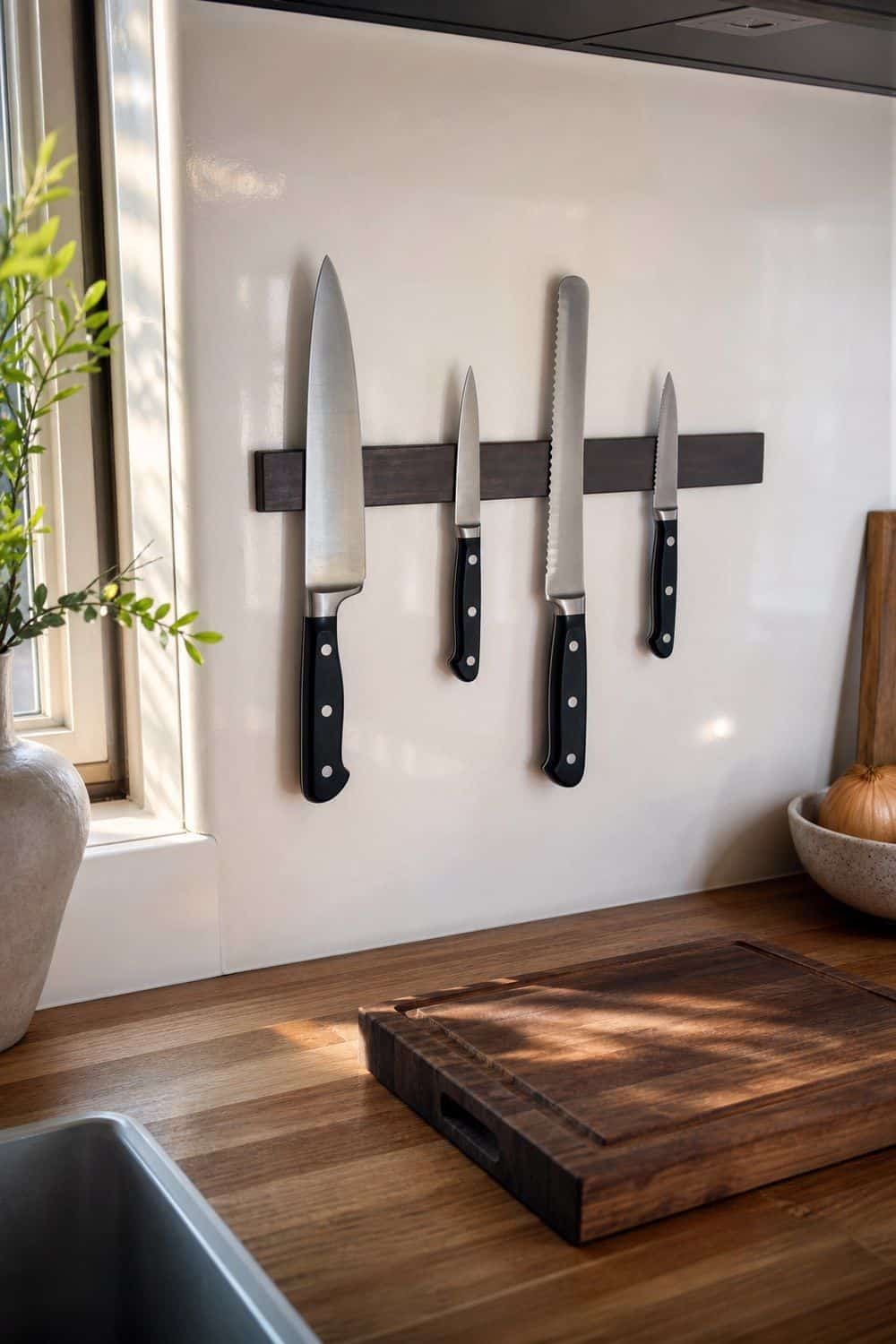 minimalist kitchen organization section 03 magnetic knife strip