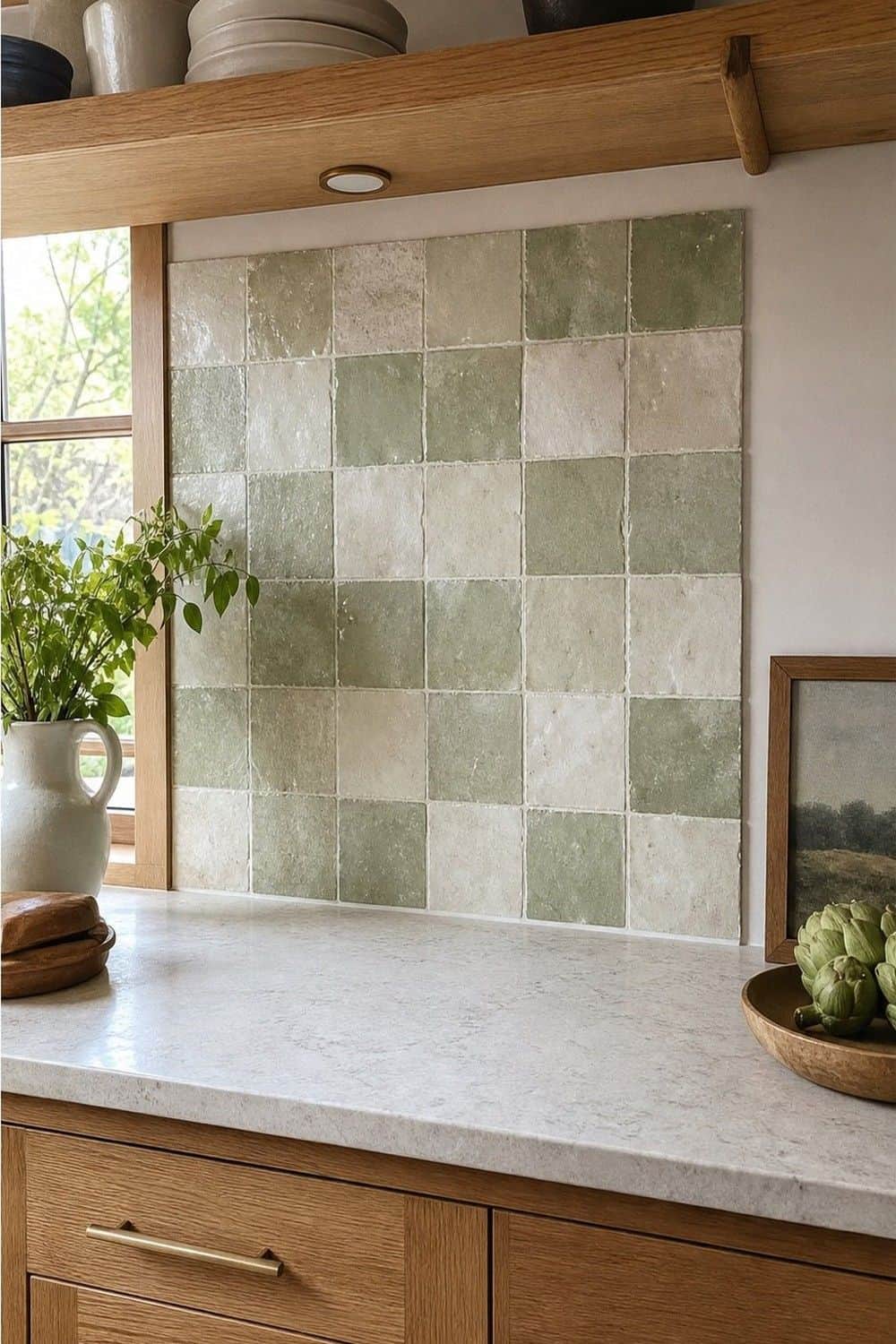 25 Modern Organic Kitchen Ideas with Natural Texture 23. Try a Low-Commitment Handmade-Tile Look in a modern organic kitchen