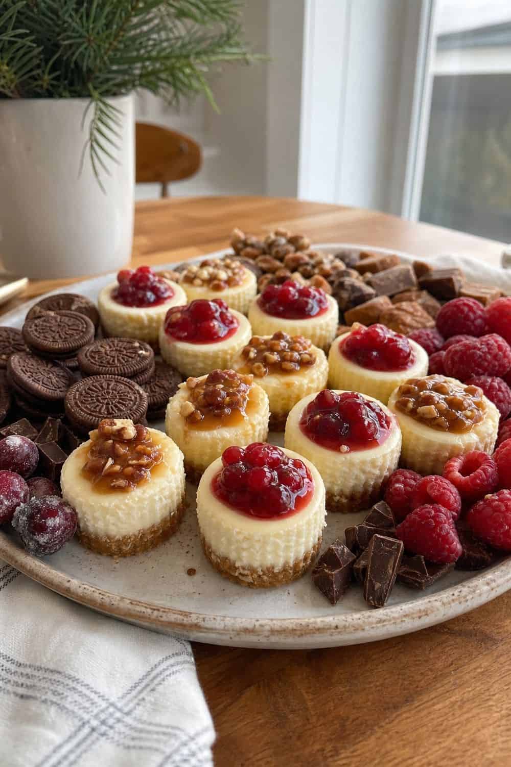 20 New Year's Eve Dessert Board Ideas for Easy Hosting New Year's Eve dessert board idea with anchor the board with mini cheesecakes