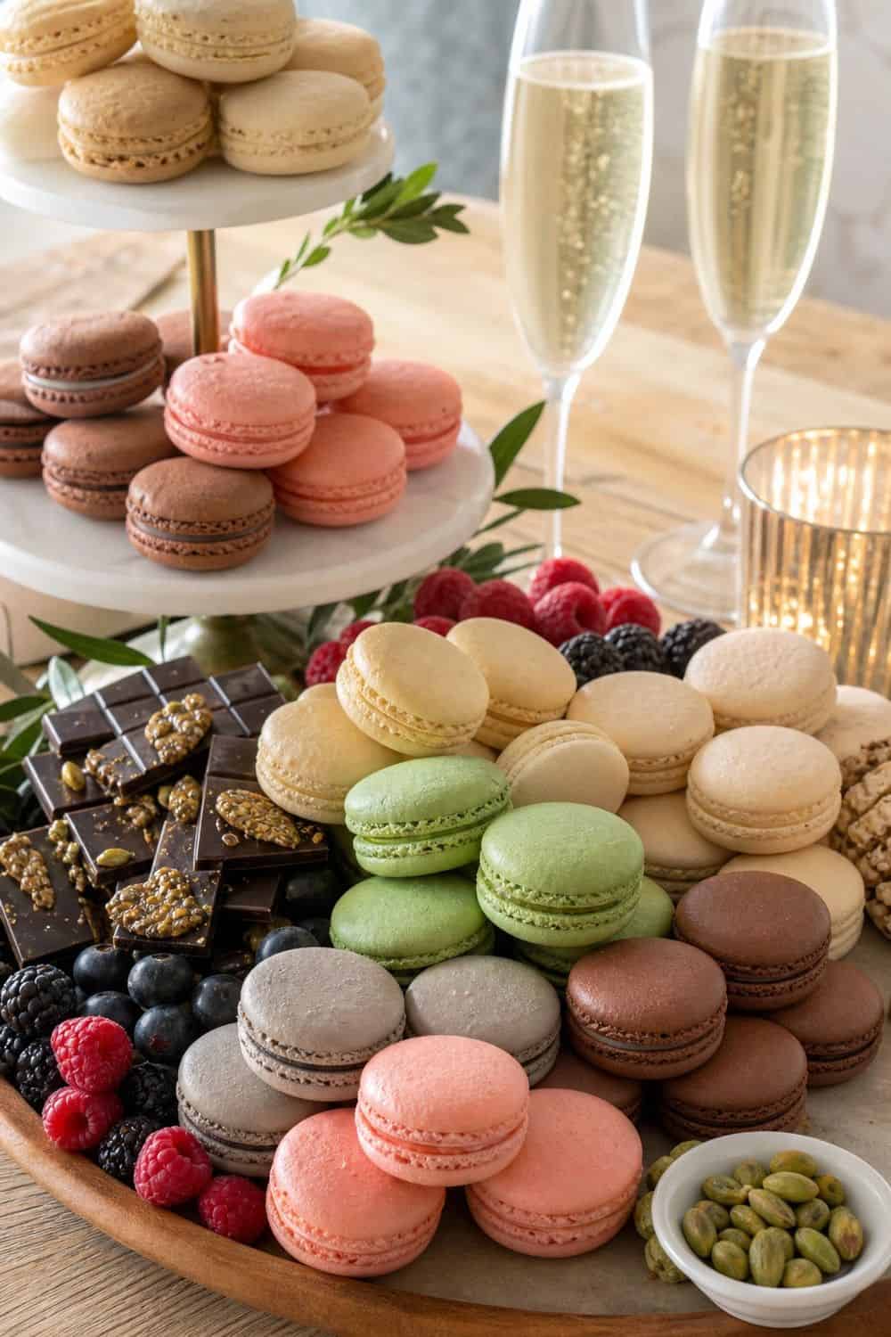 20 New Year's Eve Dessert Board Ideas for Easy Hosting New Year's Eve dessert board idea with use macarons for color and height