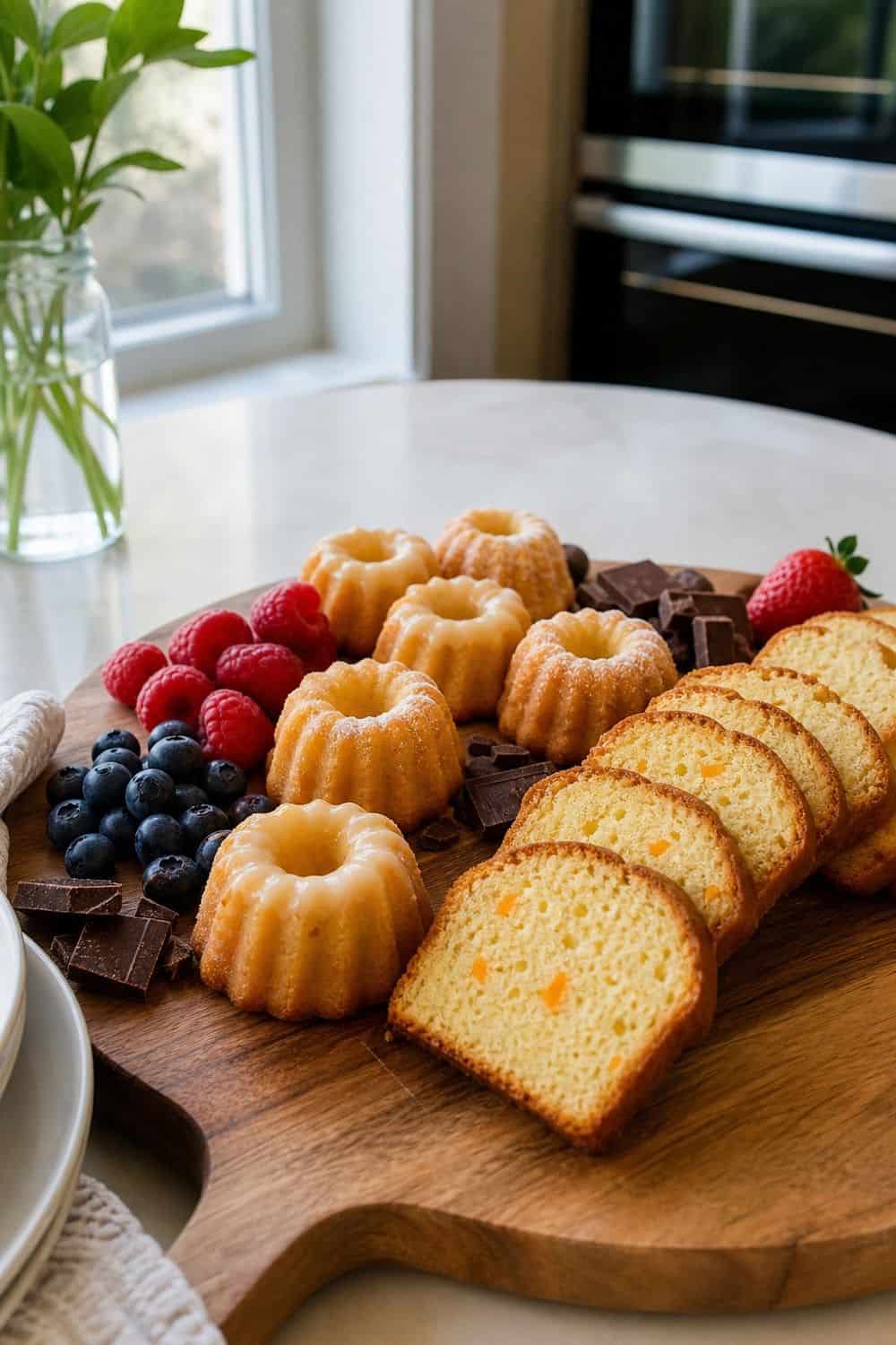 20 New Year's Eve Dessert Board Ideas for Easy Hosting New Year's Eve dessert board idea with add mini bundt cakes or pound cake slices