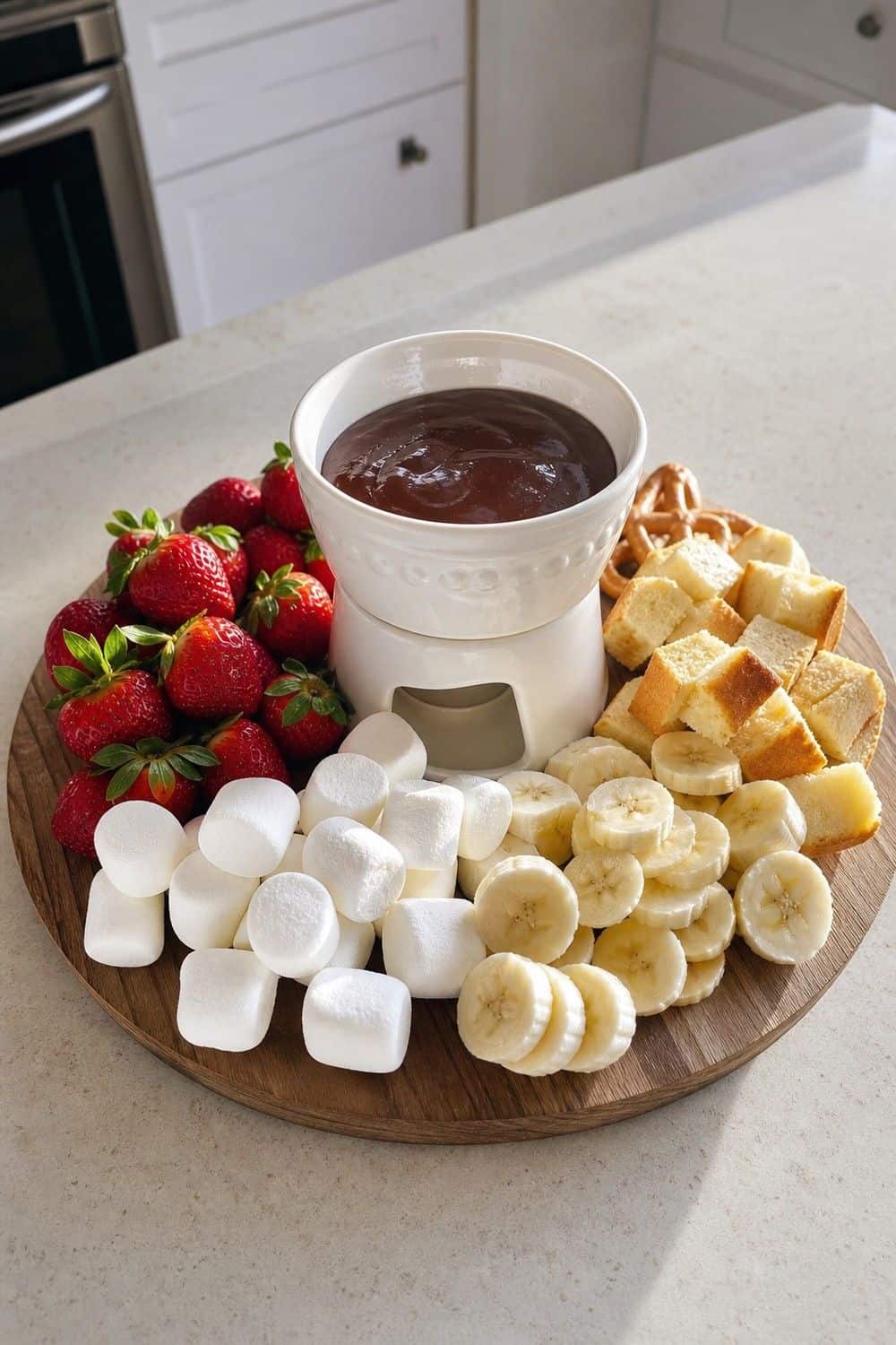 20 New Year's Eve Dessert Board Ideas for Easy Hosting New Year's Eve dessert board idea with add chocolate fondue as the warm center