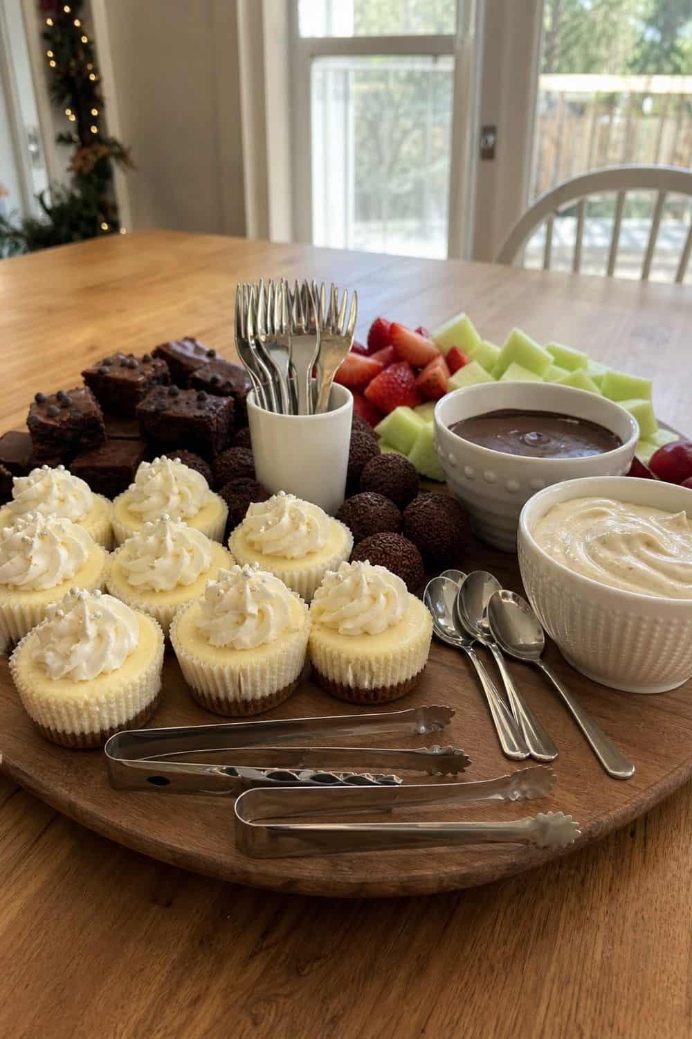 20 New Year's Eve Dessert Board Ideas for Easy Hosting New Year's Eve dessert board idea with set out mini tongs and dessert forks