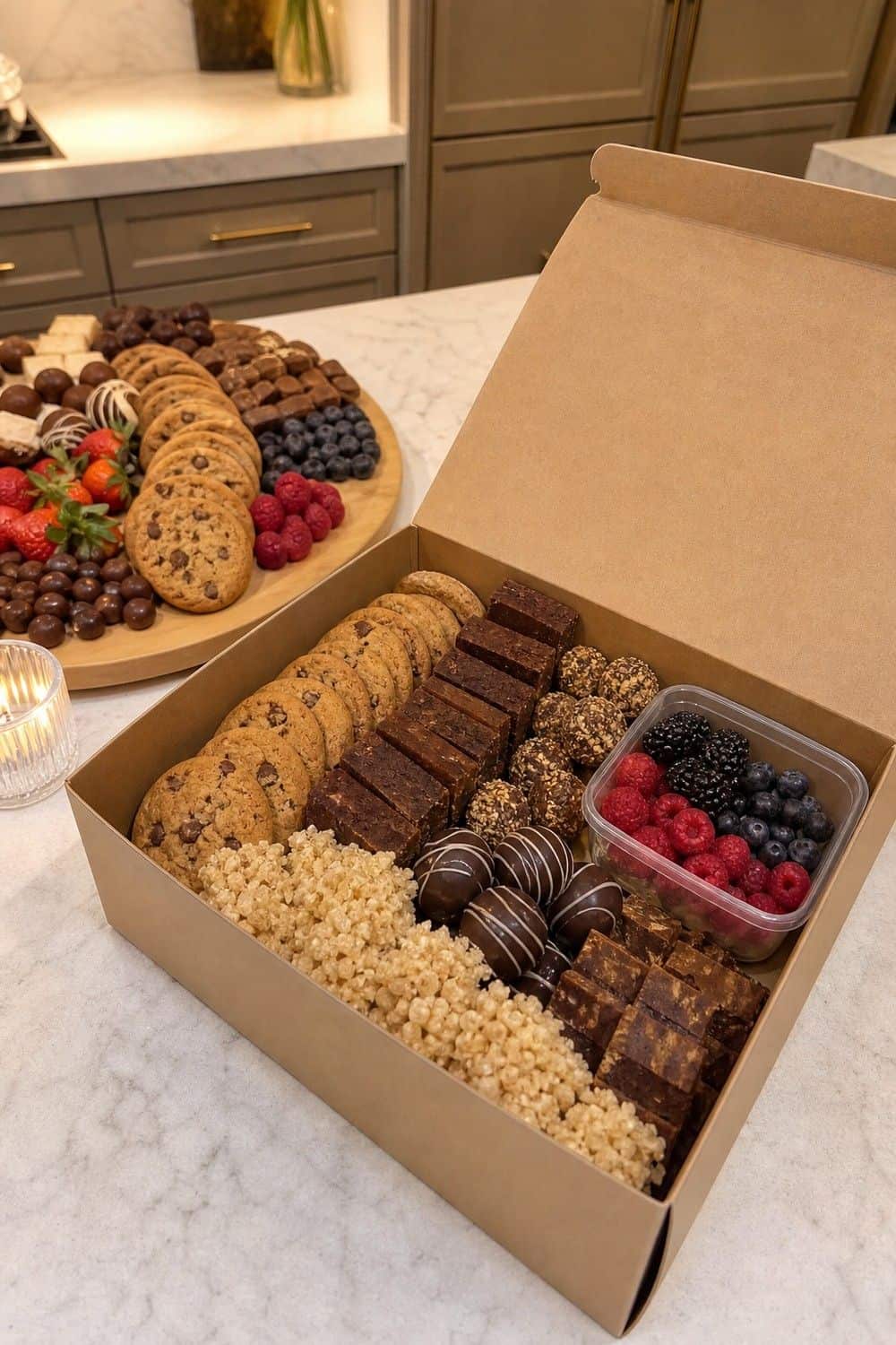 20 New Year's Eve Dessert Board Ideas for Easy Hosting New Year's Eve dessert board idea with keep a midnight refill box ready