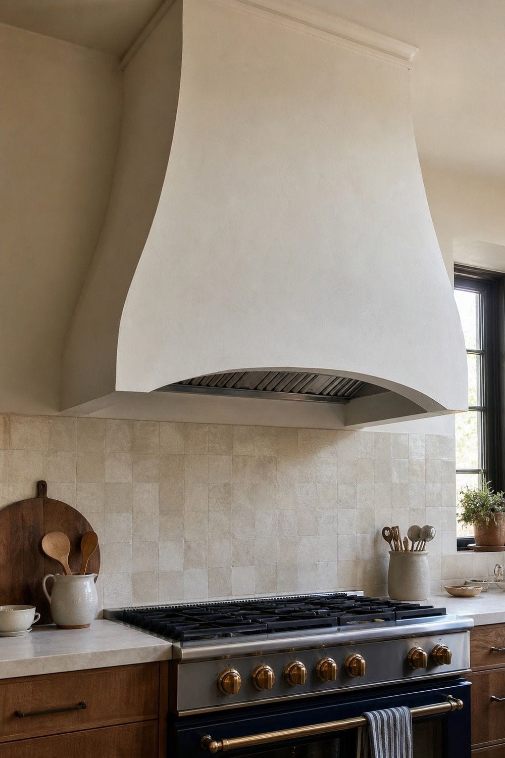 25 Old-World Kitchen Ideas for Rich, Timeless Character 3. Plaster Range Hood