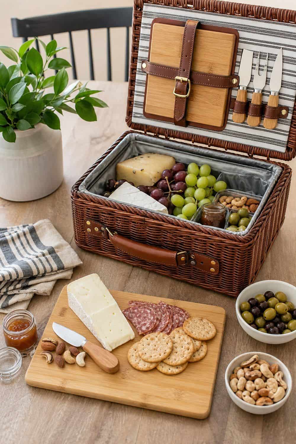 20 Best Picnic Baskets and Coolers Worth Buying picnic baskets and coolers section 19 cheese board picnic basket for snack dinners
