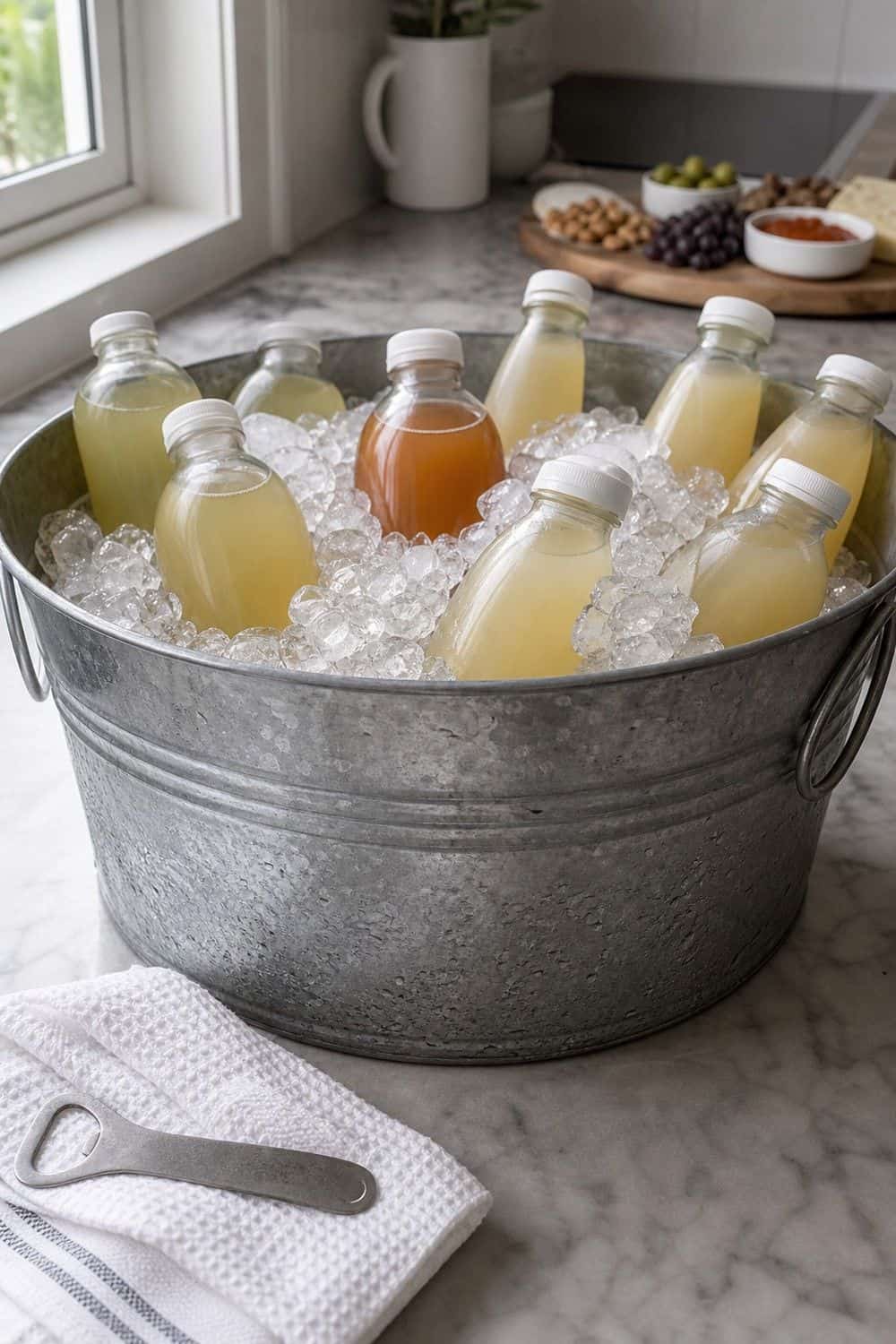15 Probiotic Drink Station Ideas for Cozy Food Moments 15. Chilled Probiotic Bottle Tub