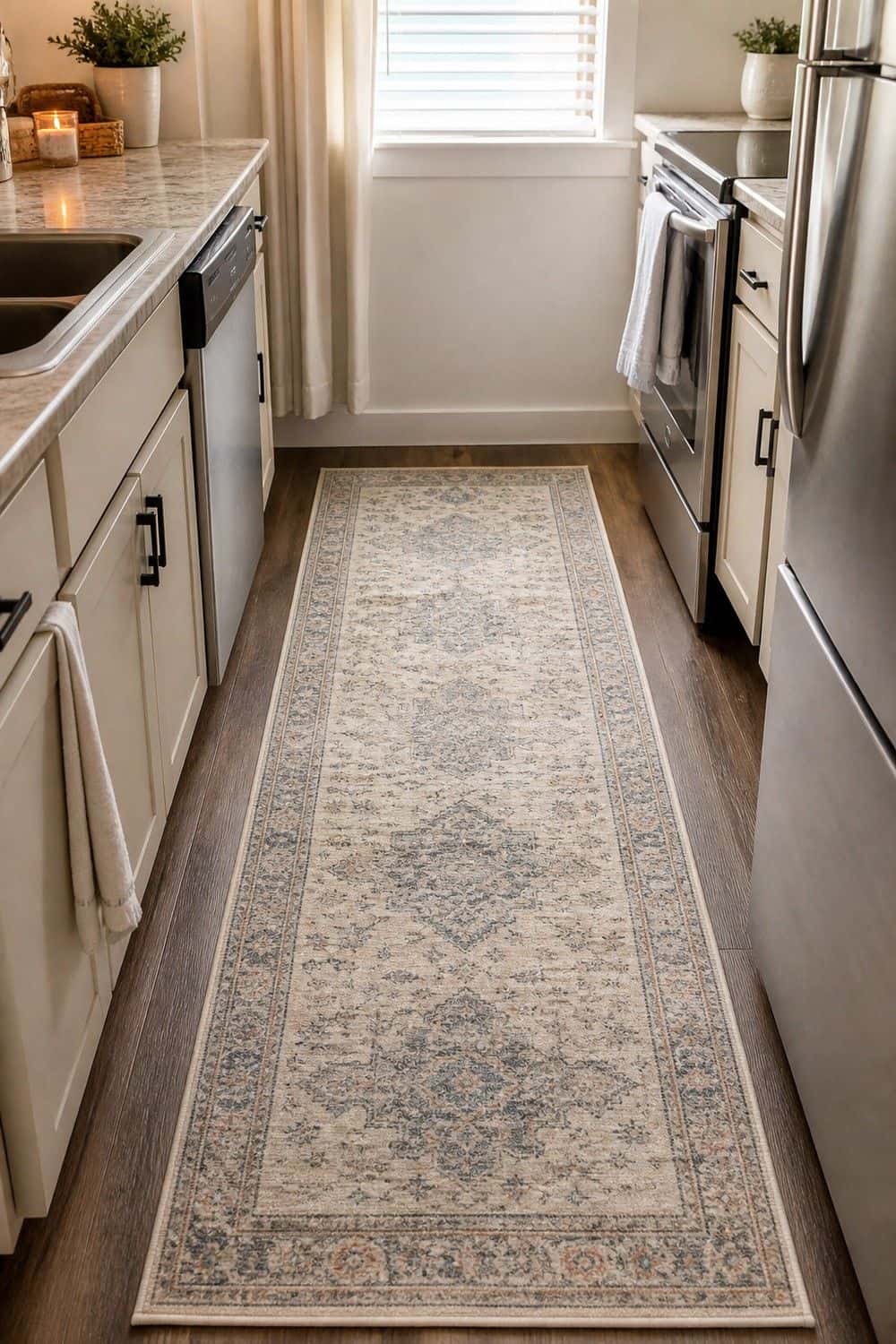 7. Washable Kitchen Runner for Ugly Rental Floors